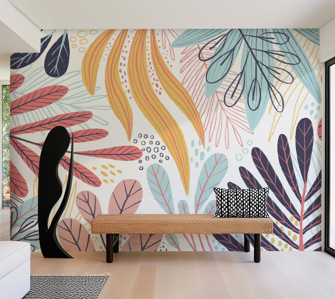 Premium Wallpaper Wall Mural - Abstract Botanical Leaves