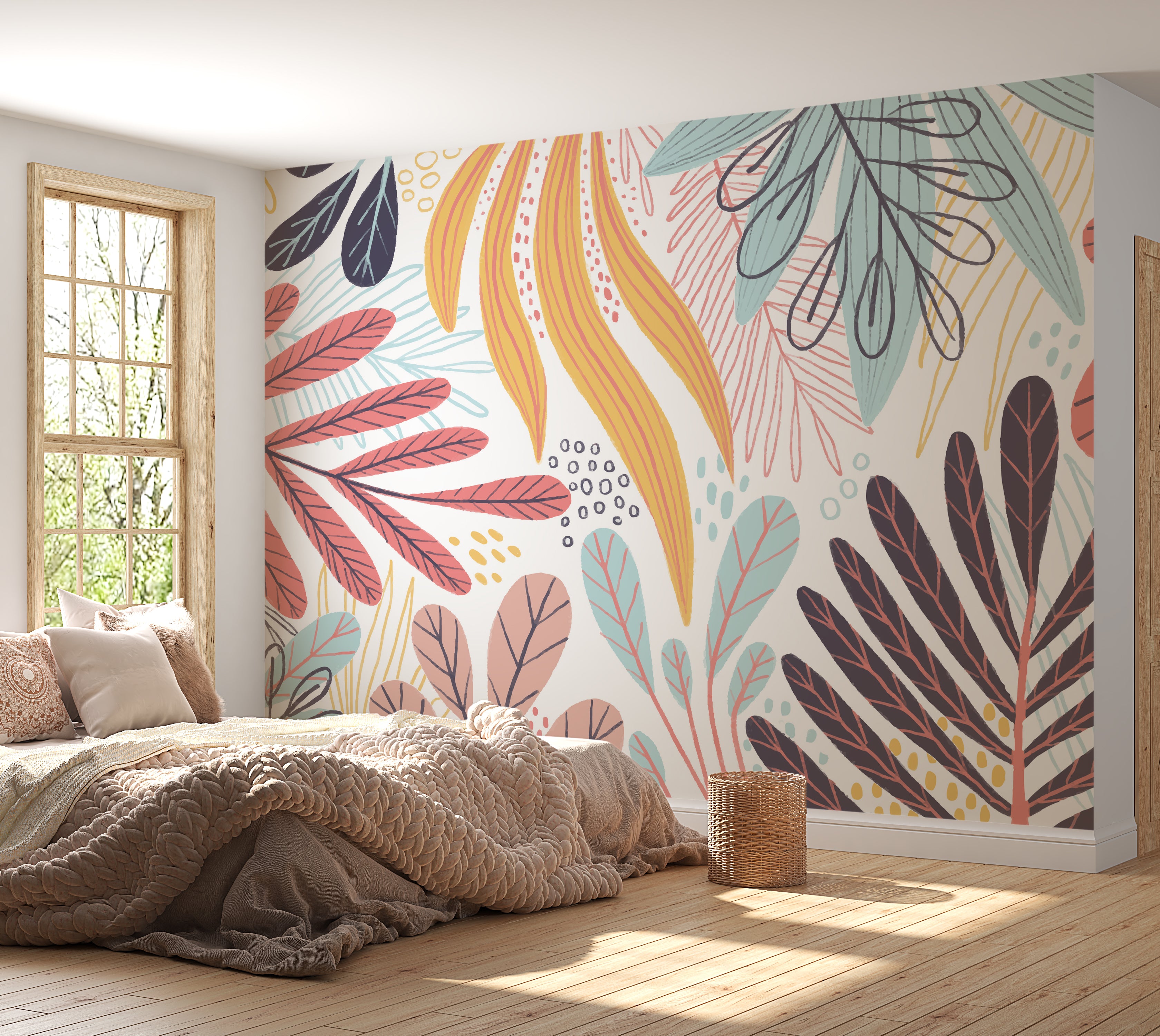 Premium Wallpaper Wall Mural - Abstract Botanical Leaves