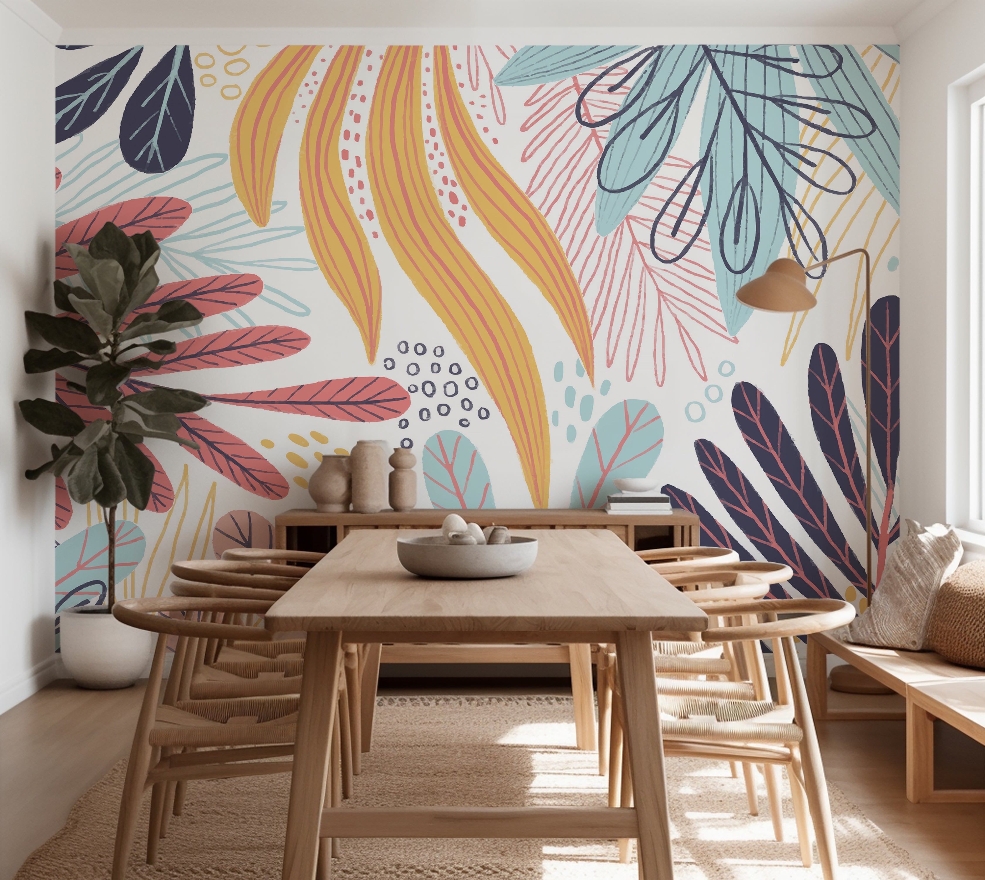 Premium Wallpaper Wall Mural - Abstract Botanical Leaves