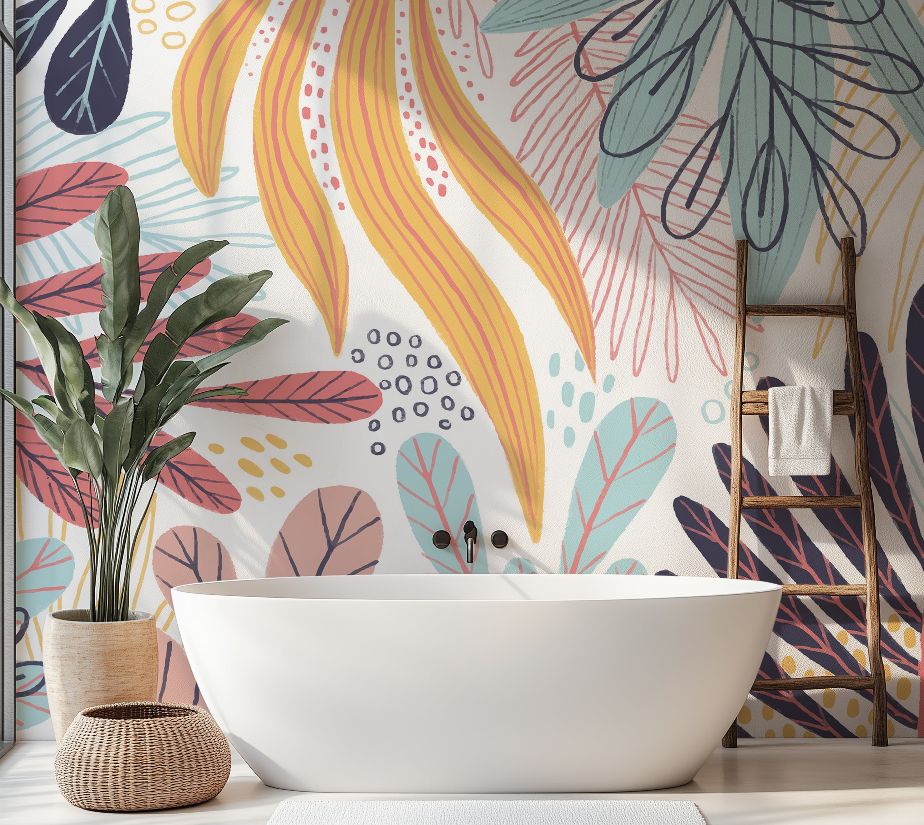 Premium Wallpaper Wall Mural - Abstract Botanical Leaves