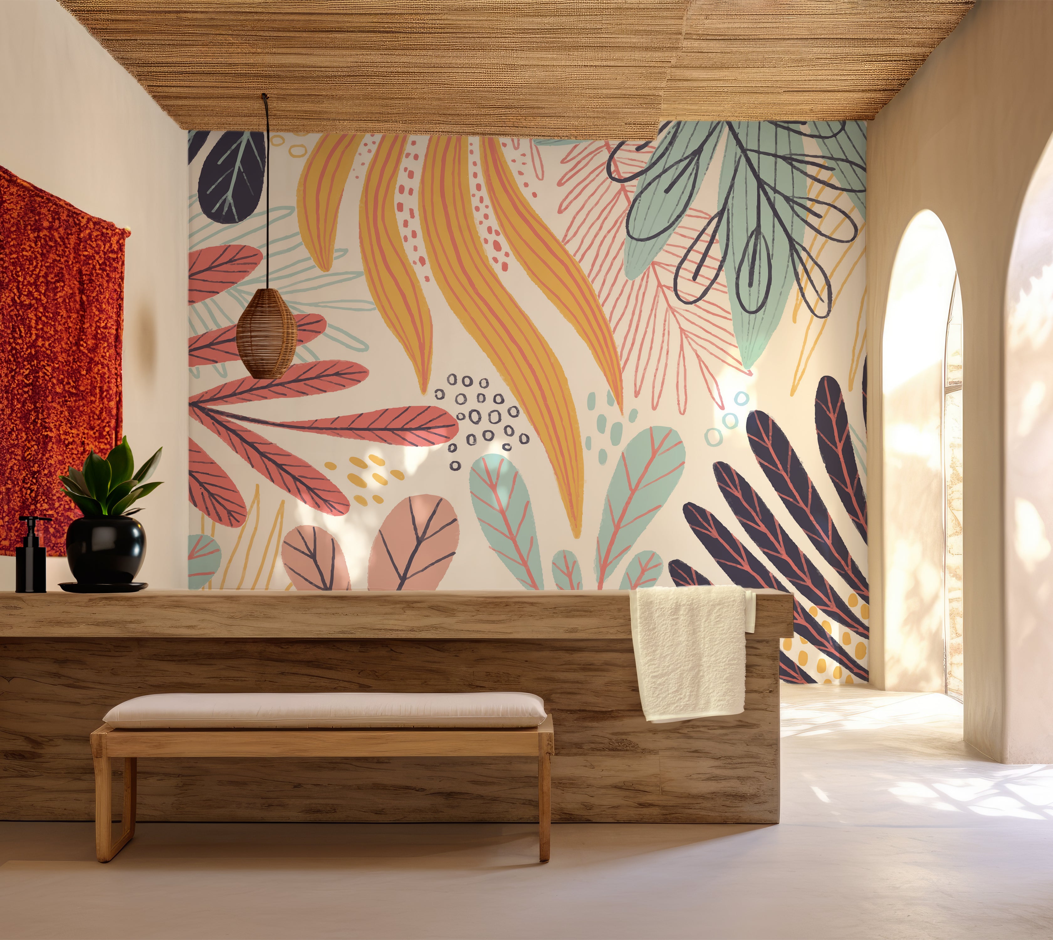 Premium Wallpaper Wall Mural - Abstract Botanical Leaves