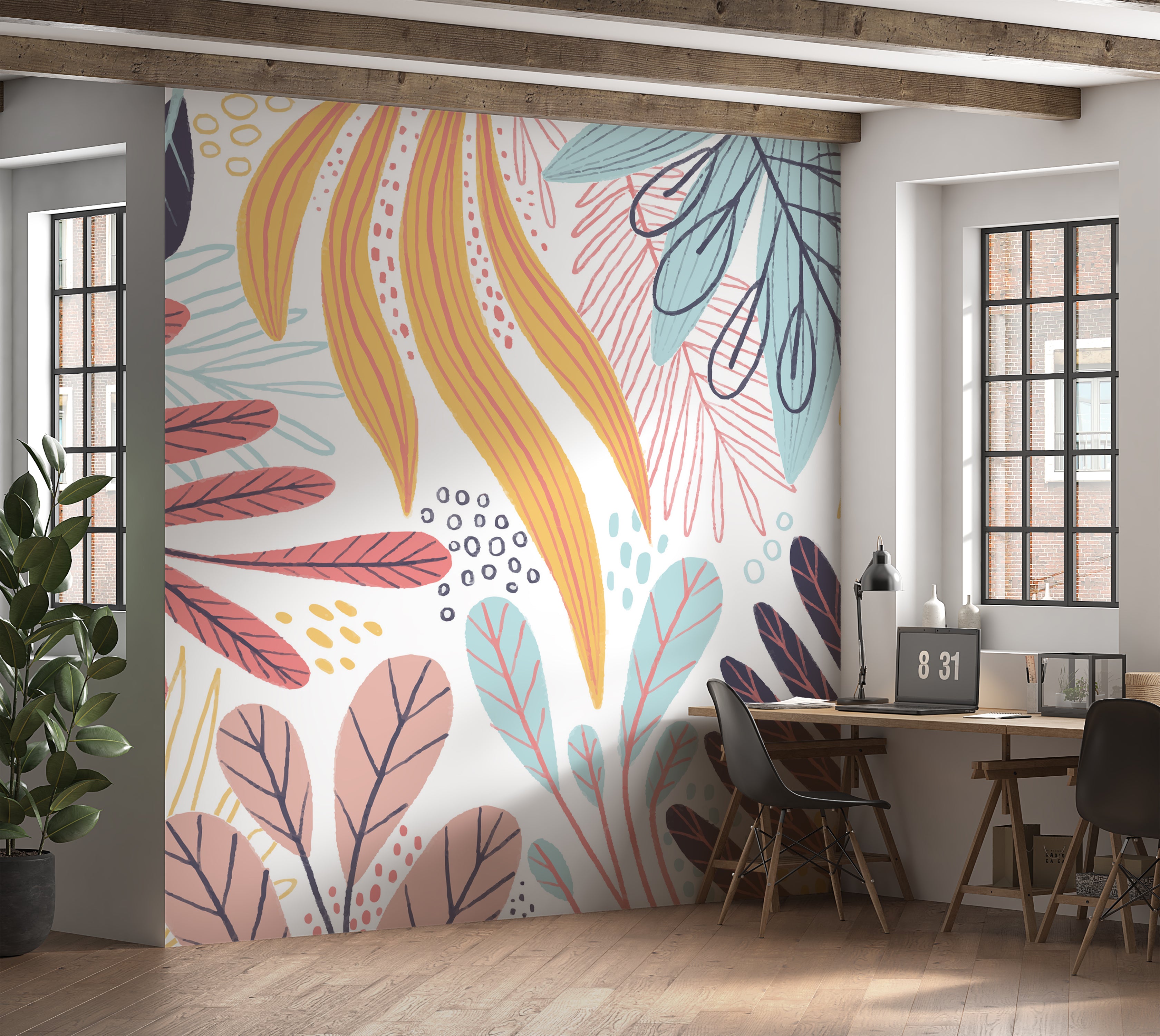 Premium Wallpaper Wall Mural - Abstract Botanical Leaves