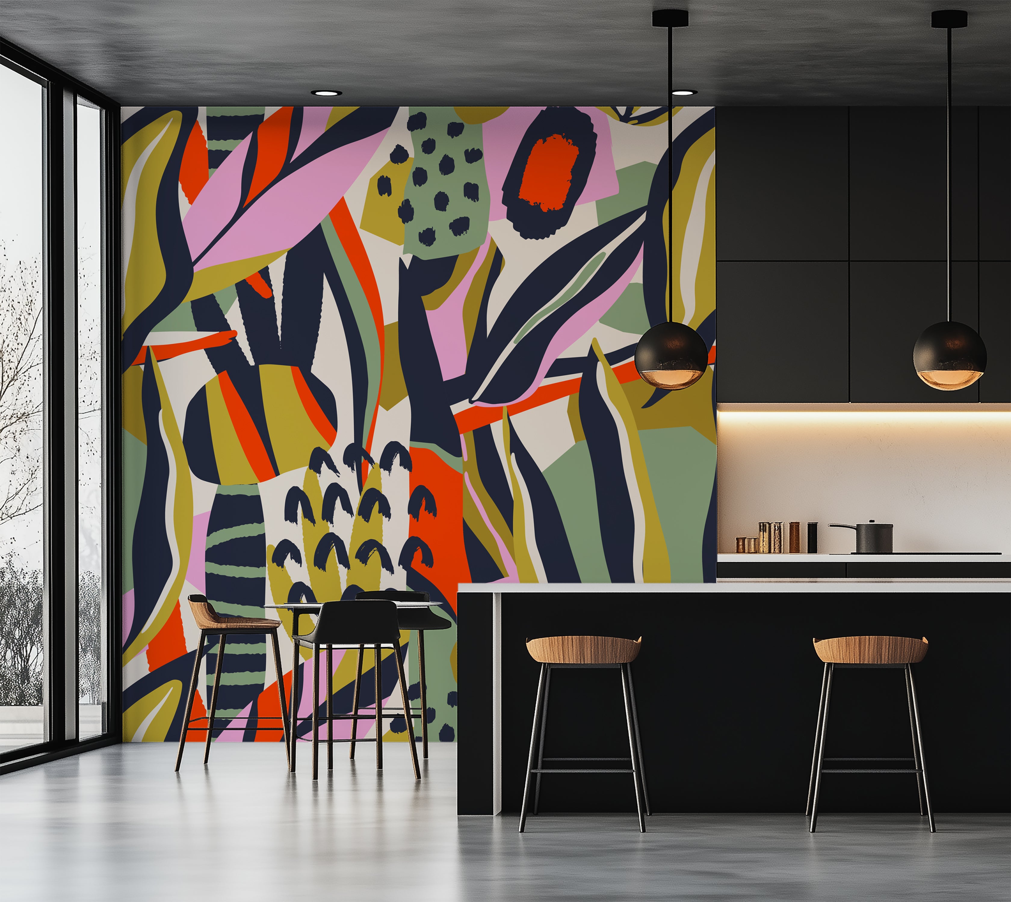 Premium Wallpaper Wall Mural - Playful Botanical Abstraction