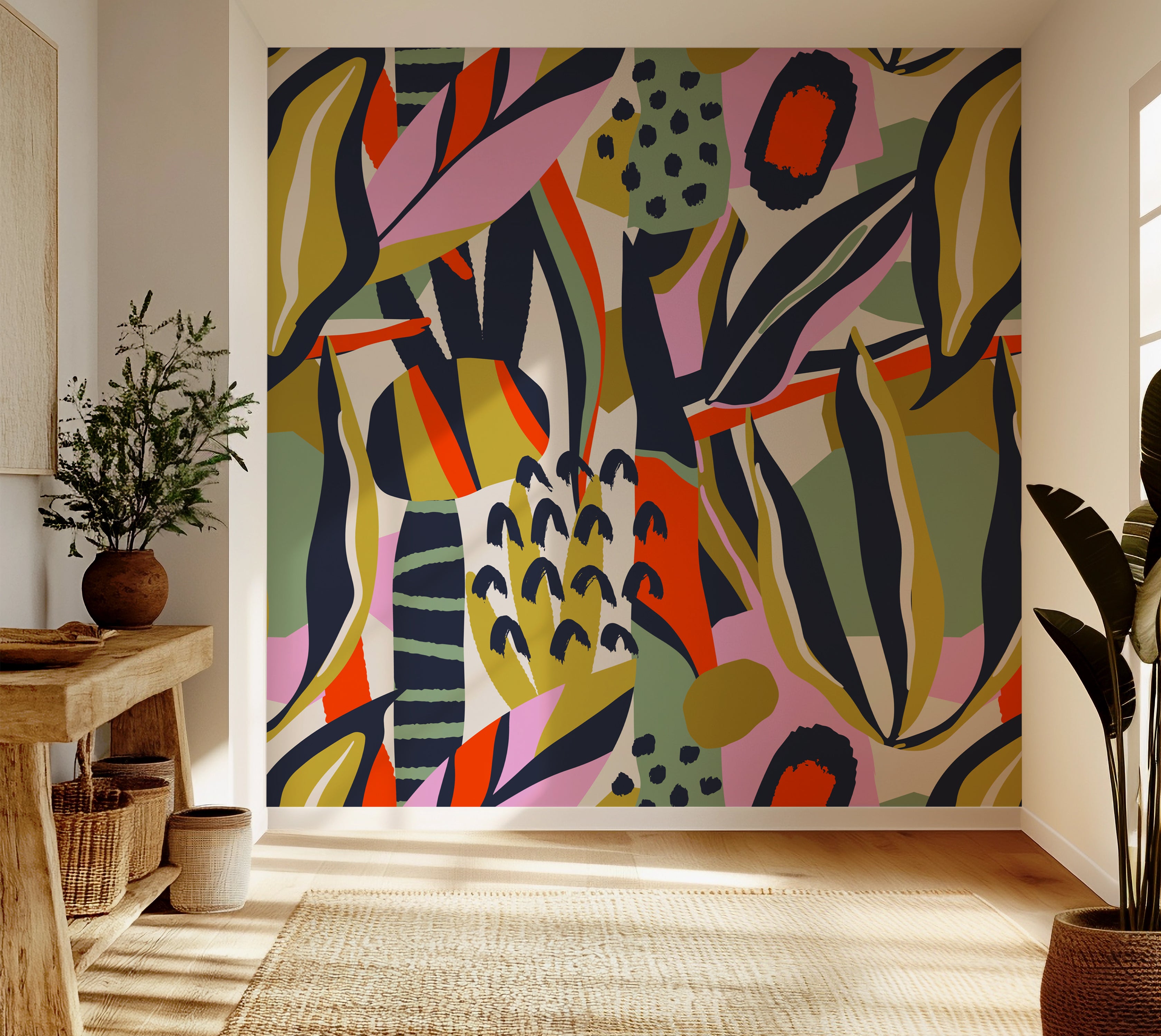 Premium Wallpaper Wall Mural - Playful Botanical Abstraction