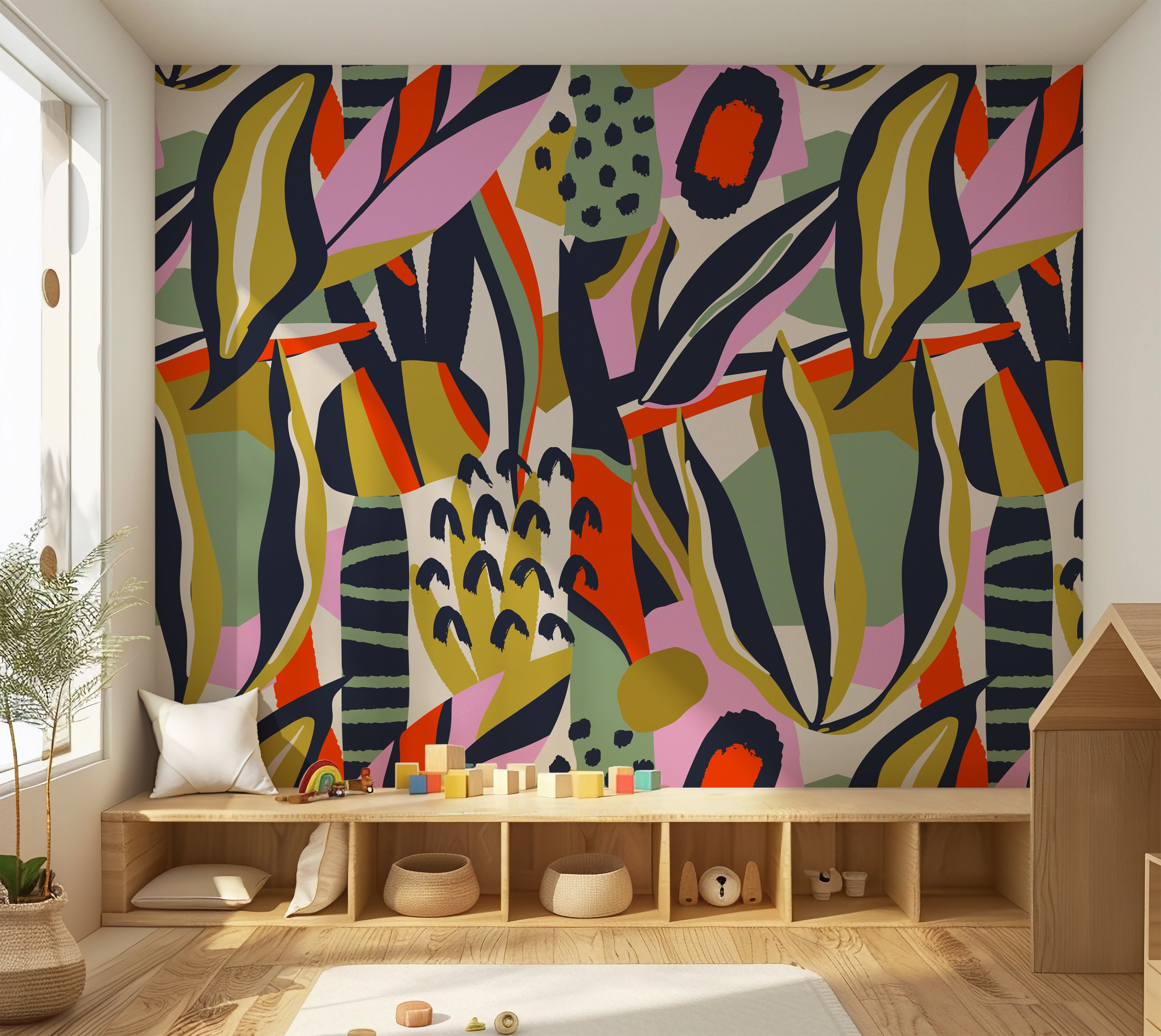 Premium Wallpaper Wall Mural - Playful Botanical Abstraction