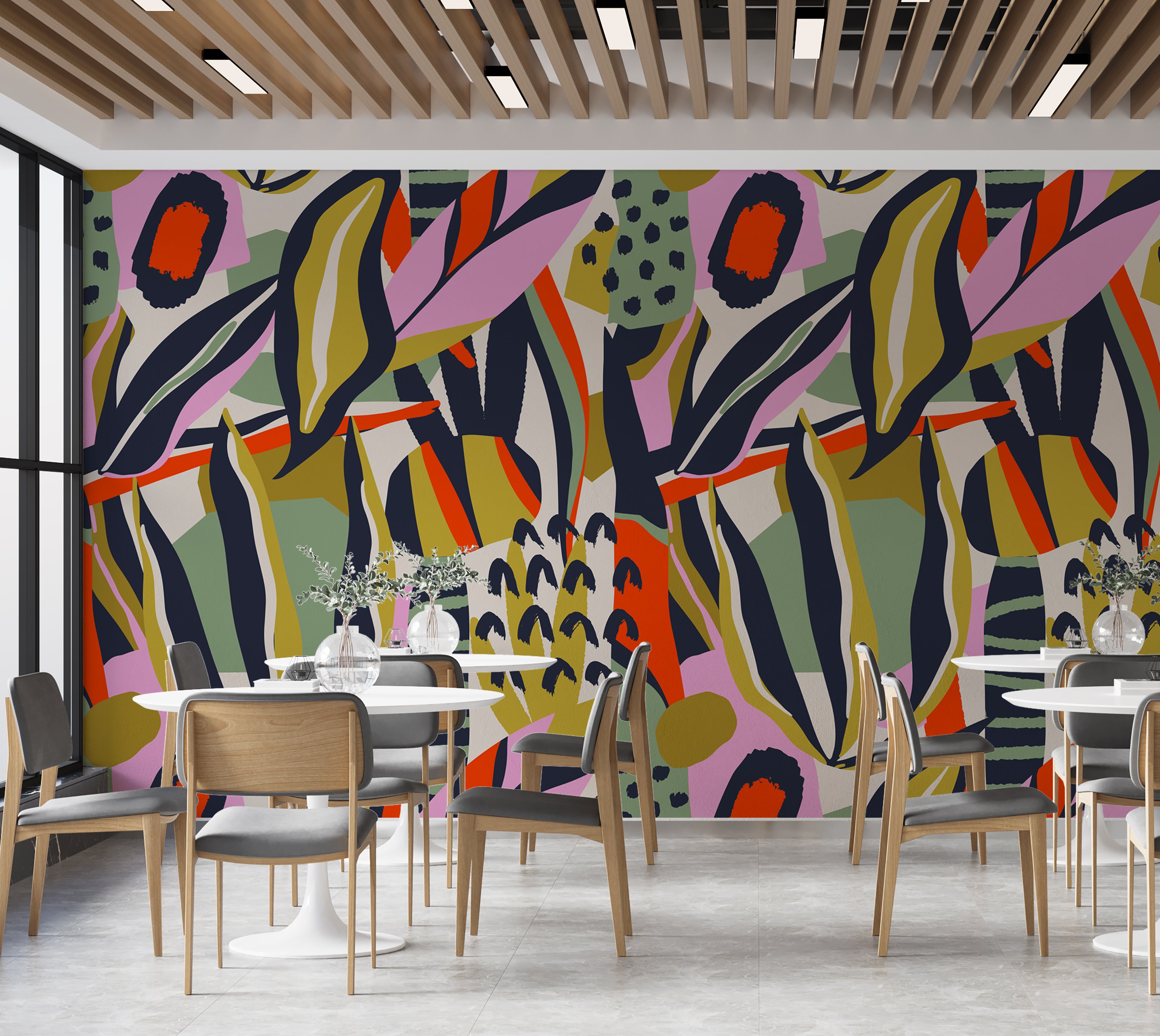 Premium Wallpaper Wall Mural - Playful Botanical Abstraction