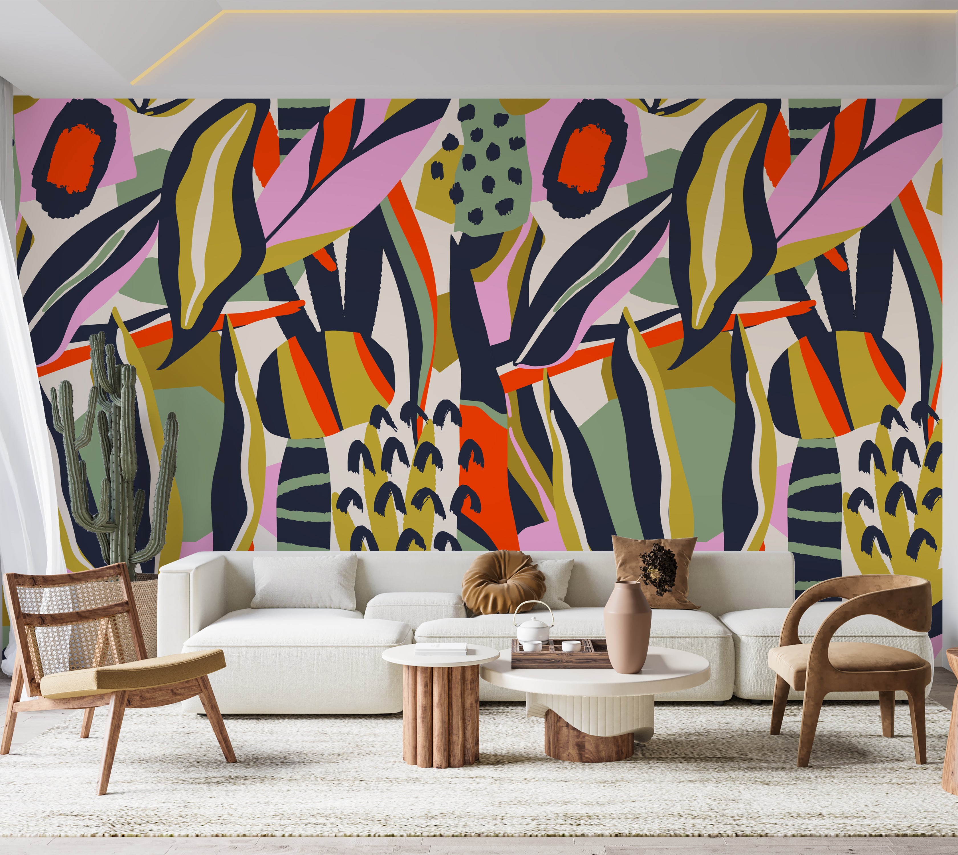 Premium Wallpaper Wall Mural - Playful Botanical Abstraction