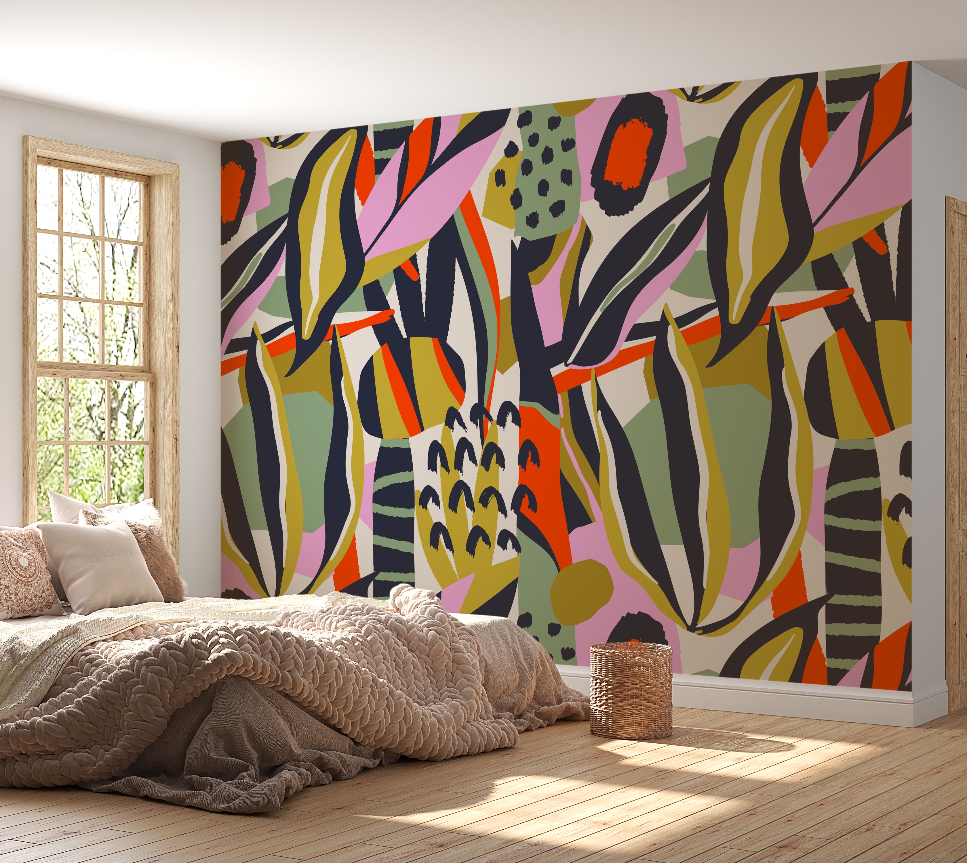 Premium Wallpaper Wall Mural - Playful Botanical Abstraction