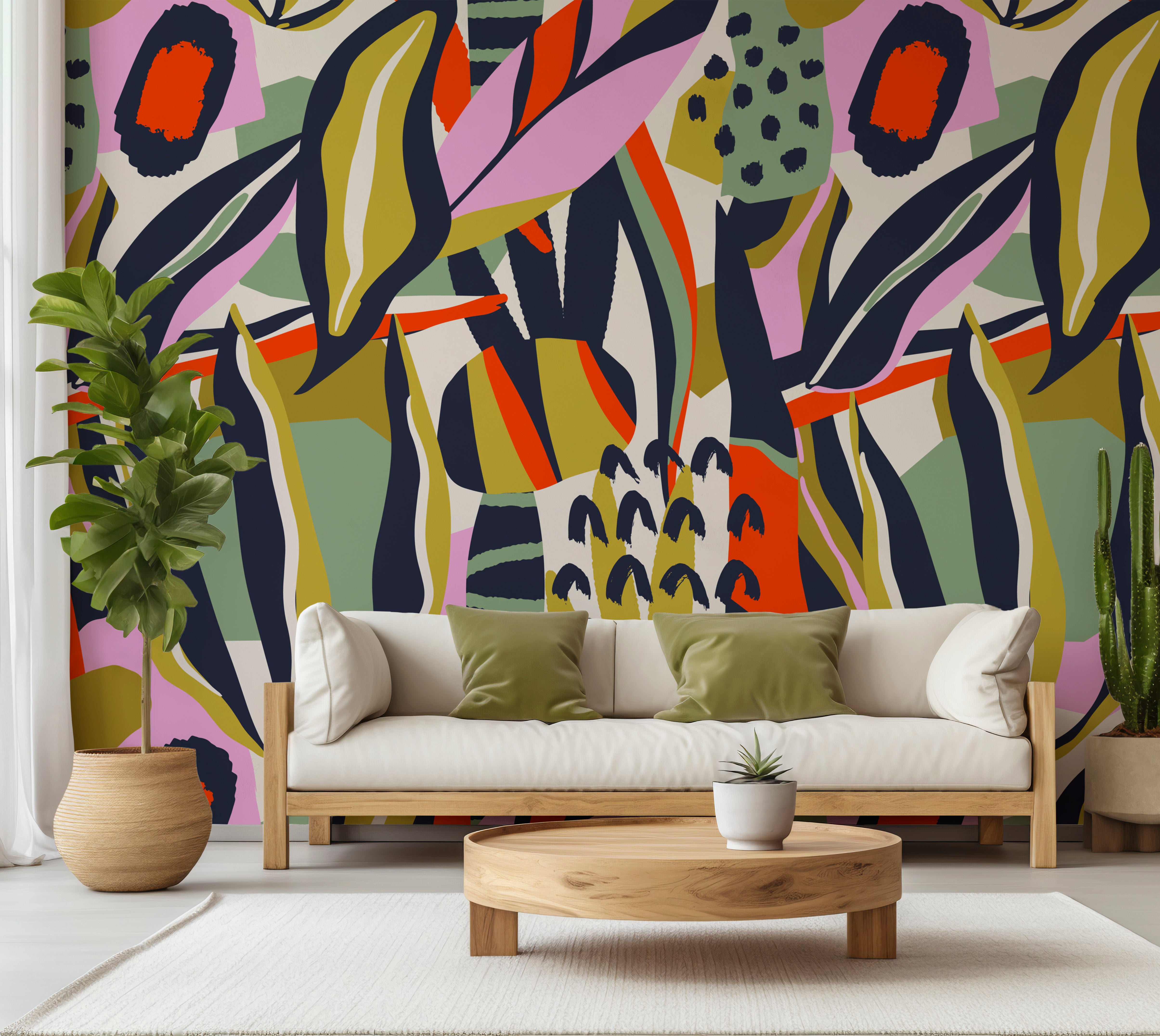 Premium Wallpaper Wall Mural - Playful Botanical Abstraction