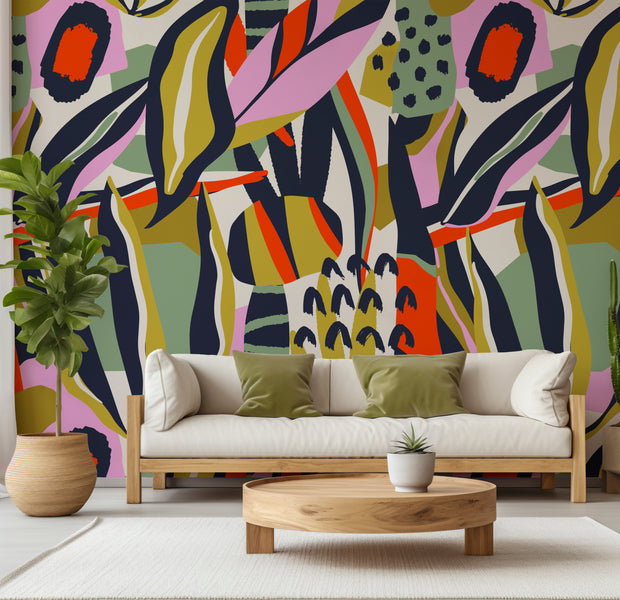 Premium Wallpaper Wall Mural - Playful Botanical Abstraction