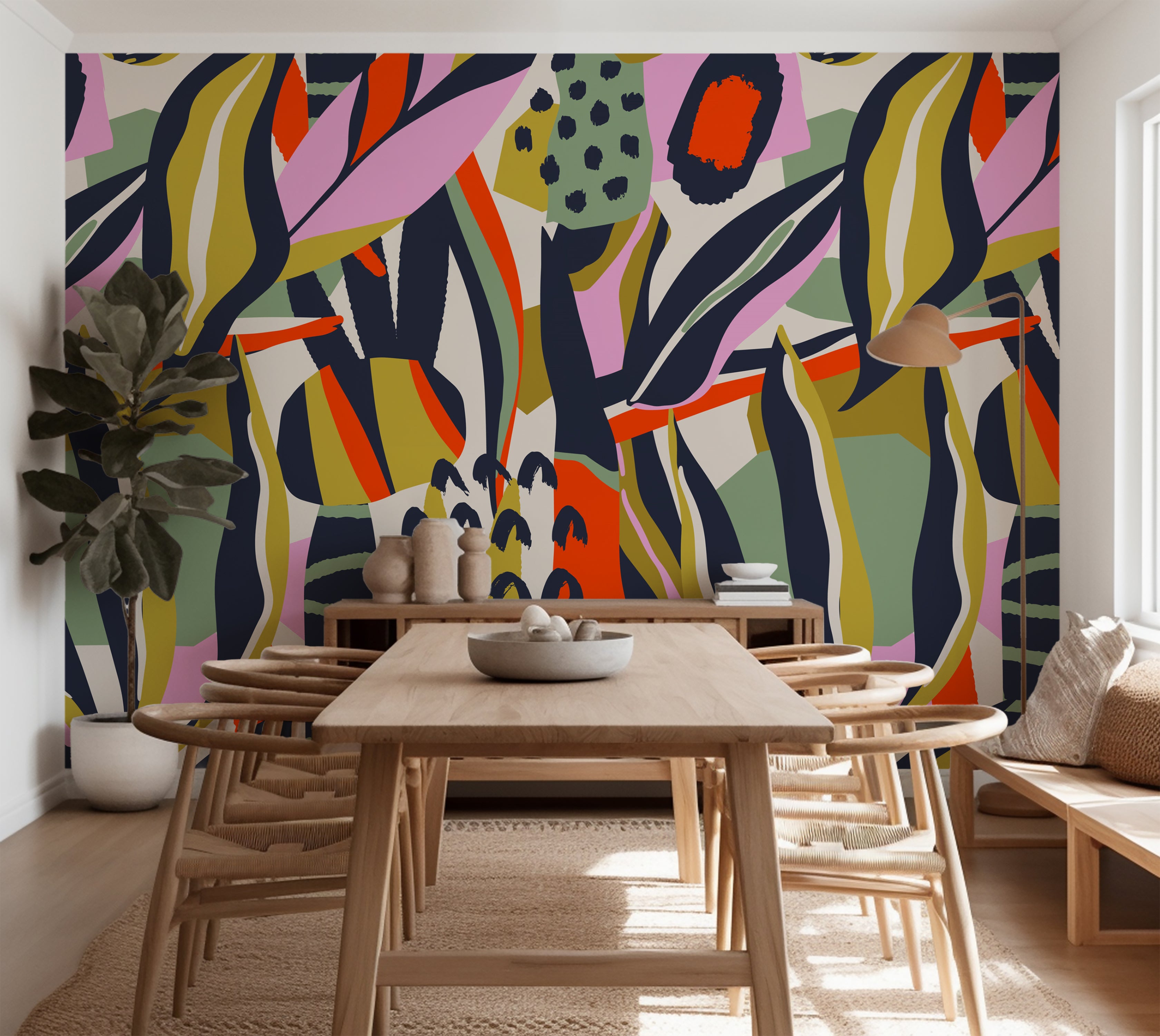 Premium Wallpaper Wall Mural - Playful Botanical Abstraction