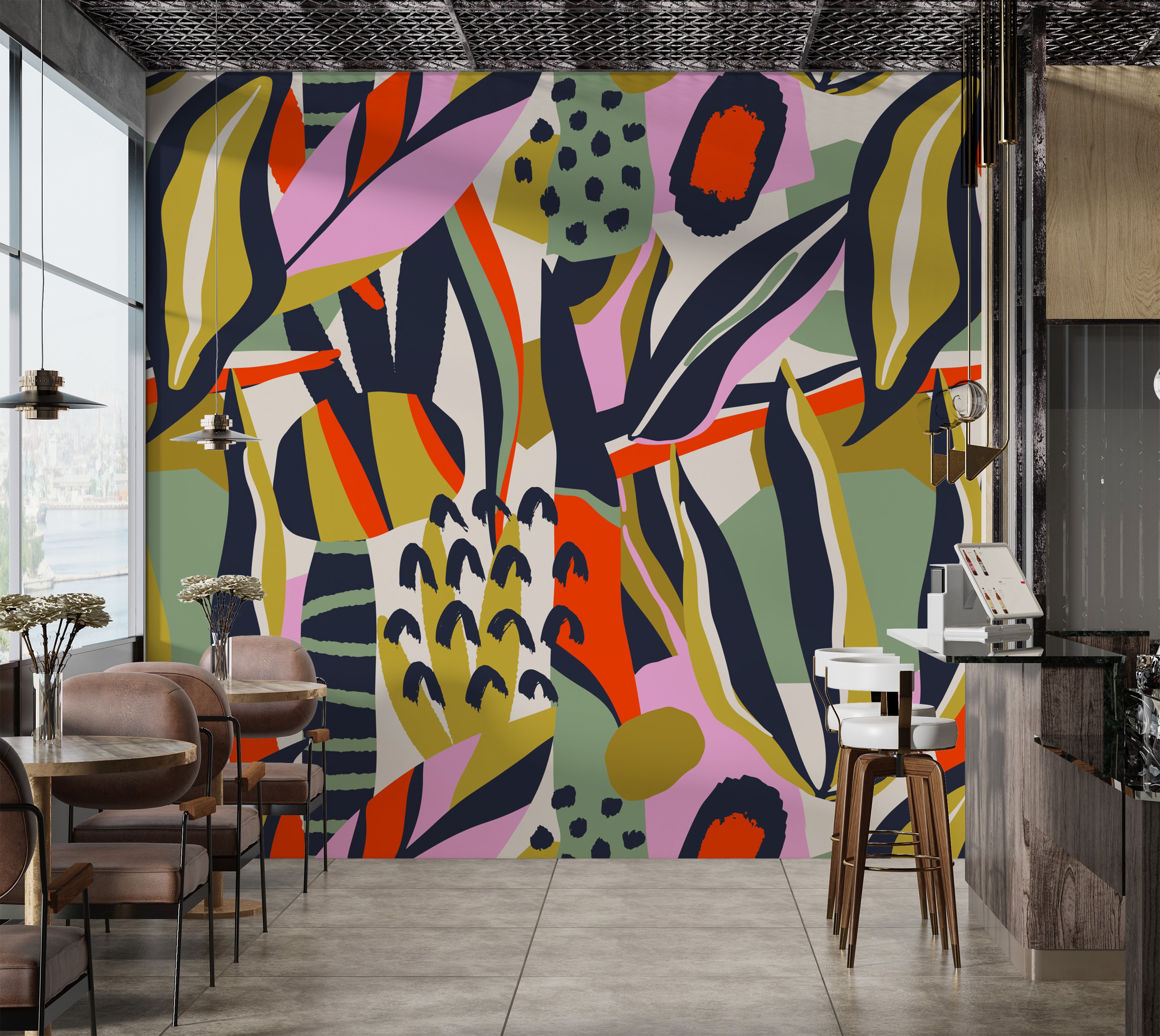 Premium Wallpaper Wall Mural - Playful Botanical Abstraction