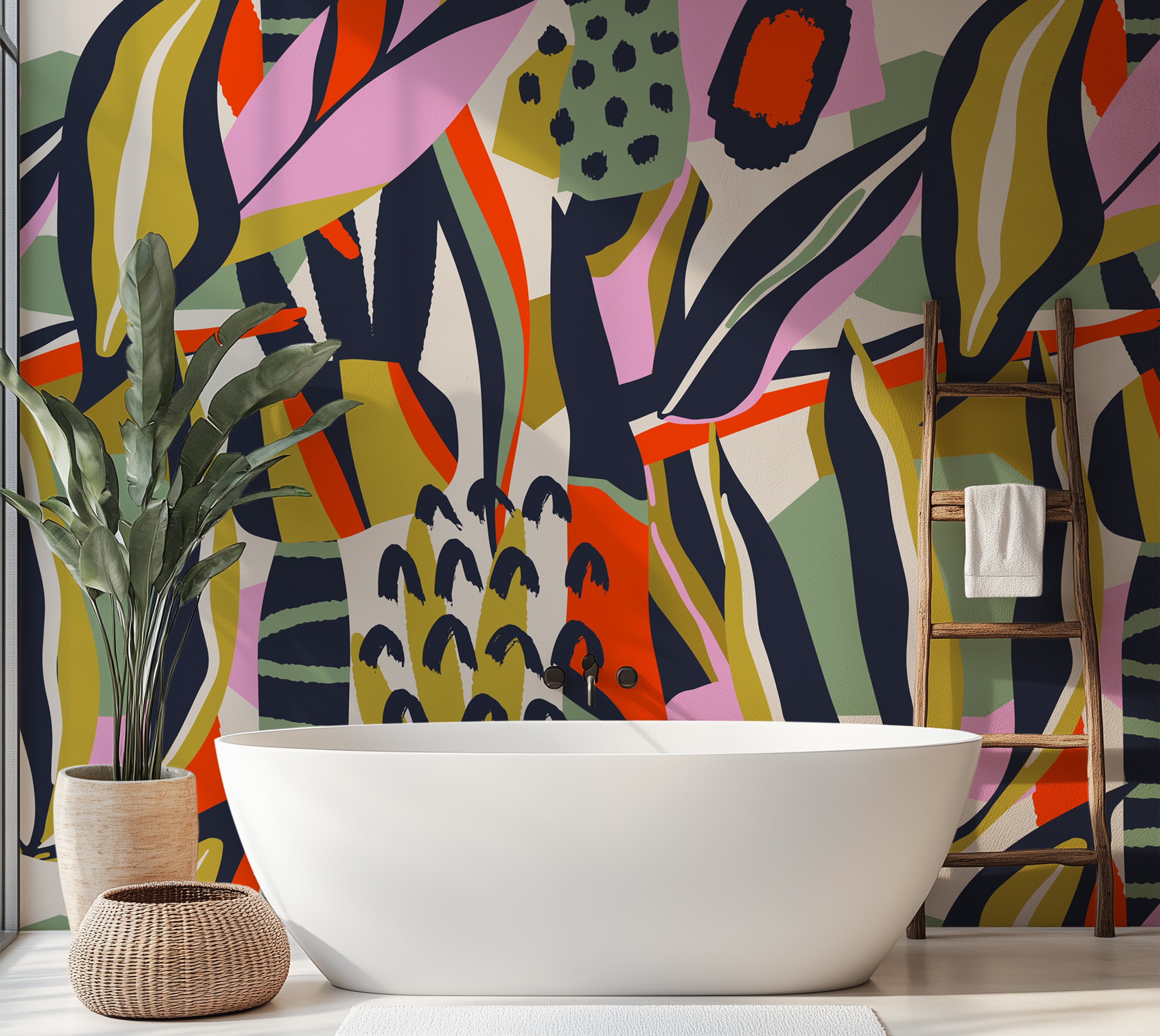 Premium Wallpaper Wall Mural - Playful Botanical Abstraction