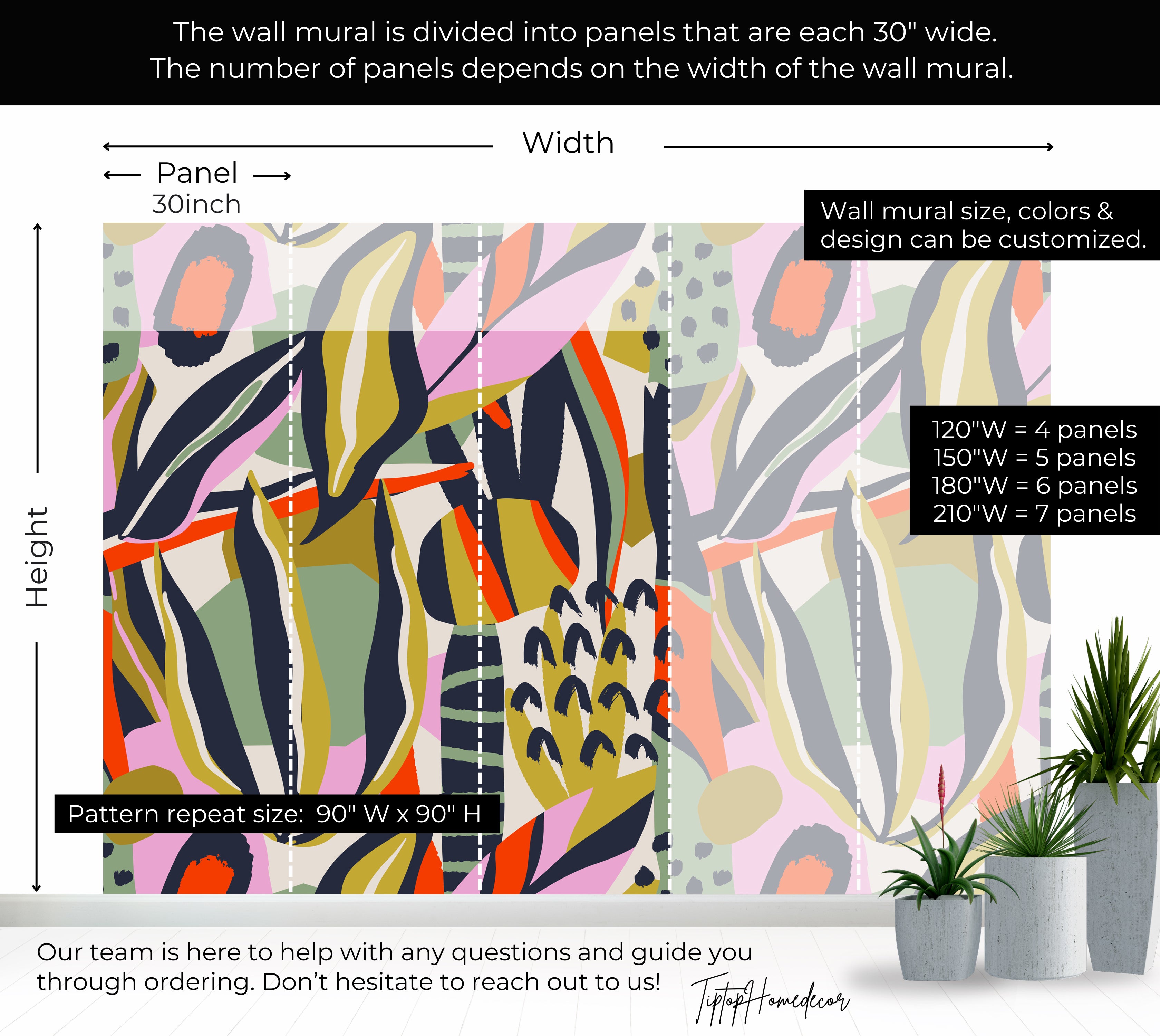 Premium Wallpaper Wall Mural - Playful Botanical Abstraction