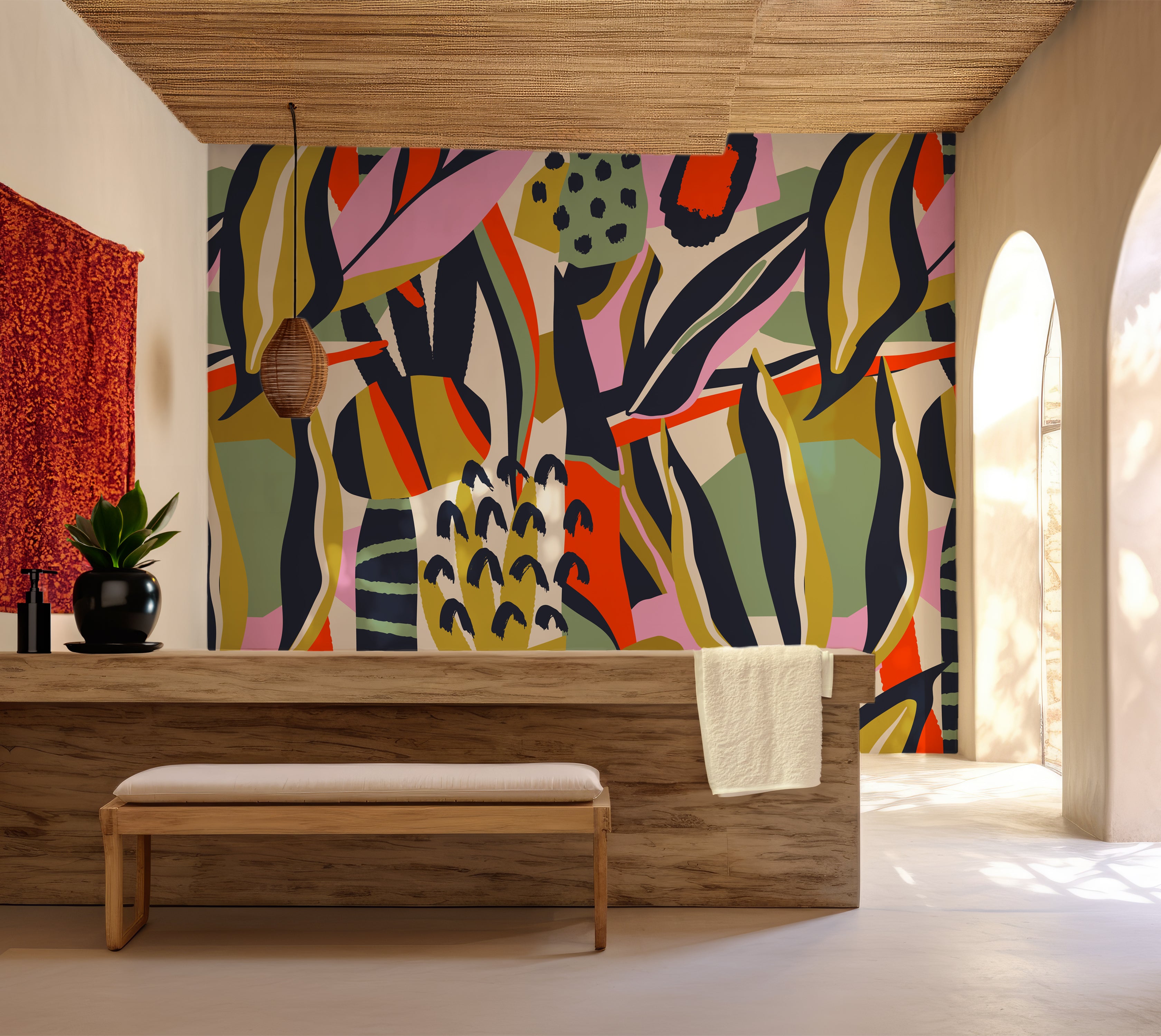 Premium Wallpaper Wall Mural - Playful Botanical Abstraction