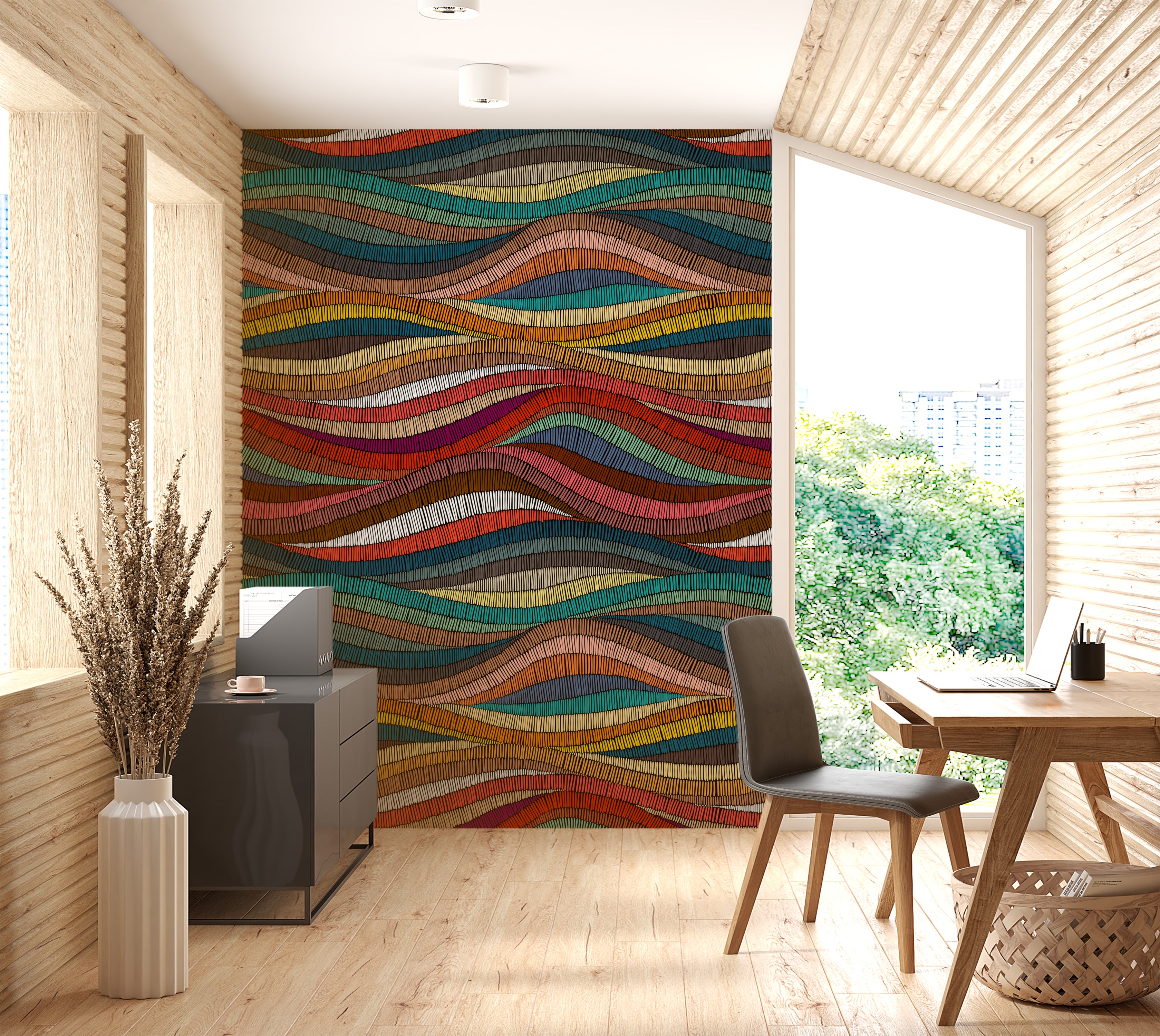 Premium Wallpaper Wall Mural - Rhythmic Woven Color Waves