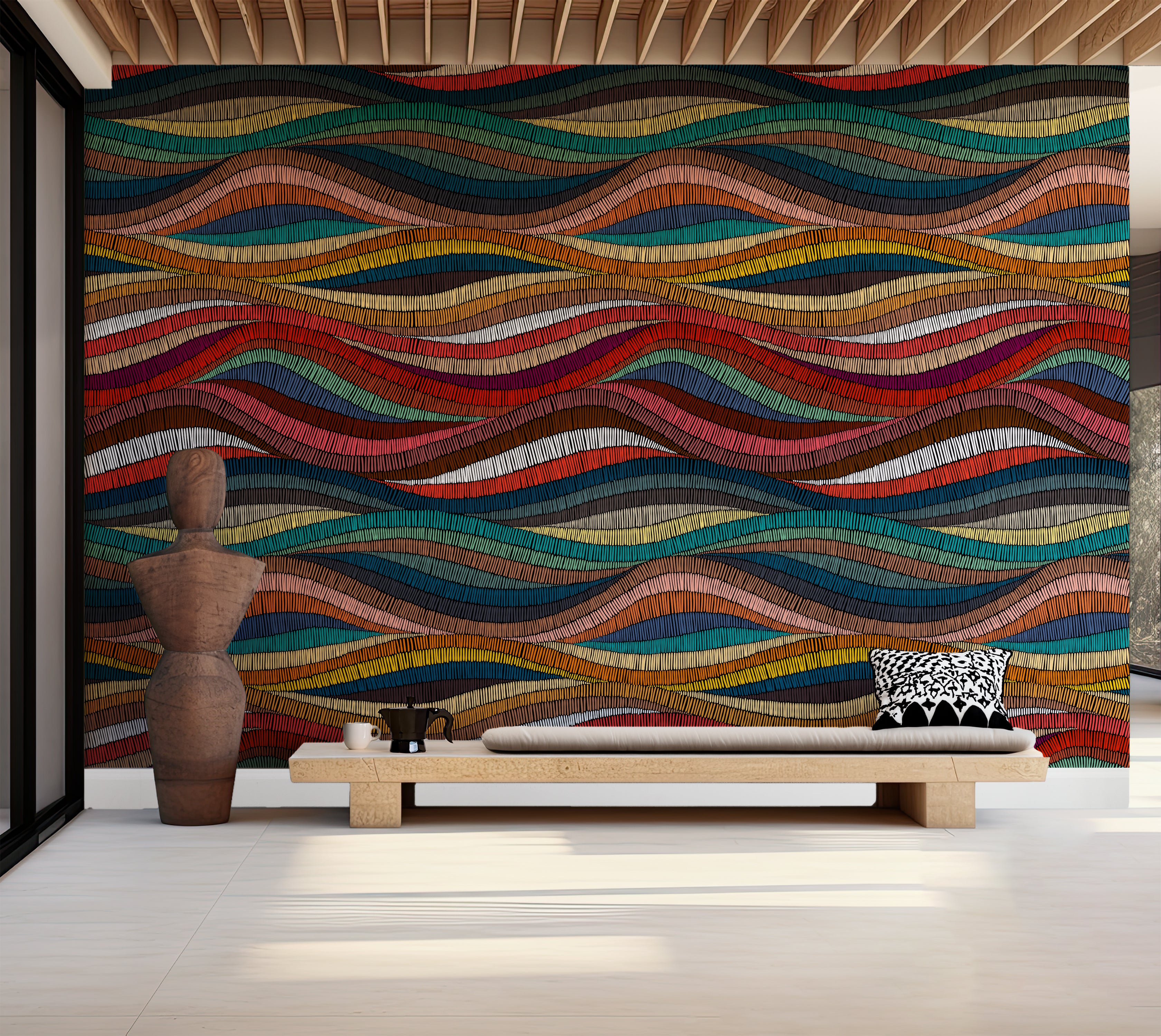Premium Wallpaper Wall Mural - Rhythmic Woven Color Waves