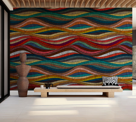 Premium Wallpaper Wall Mural - Rhythmic Woven Color Waves