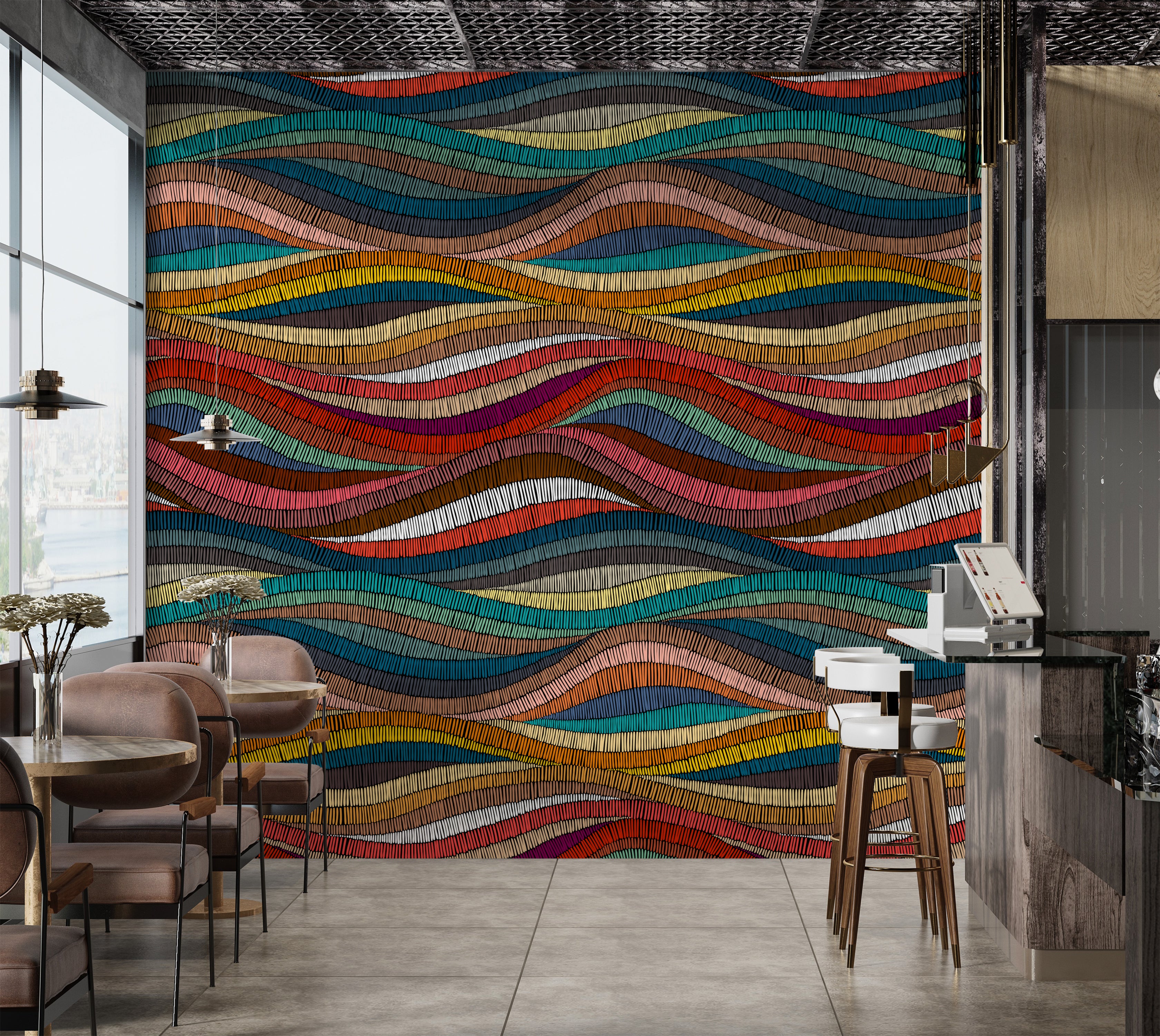 Premium Wallpaper Wall Mural - Rhythmic Woven Color Waves