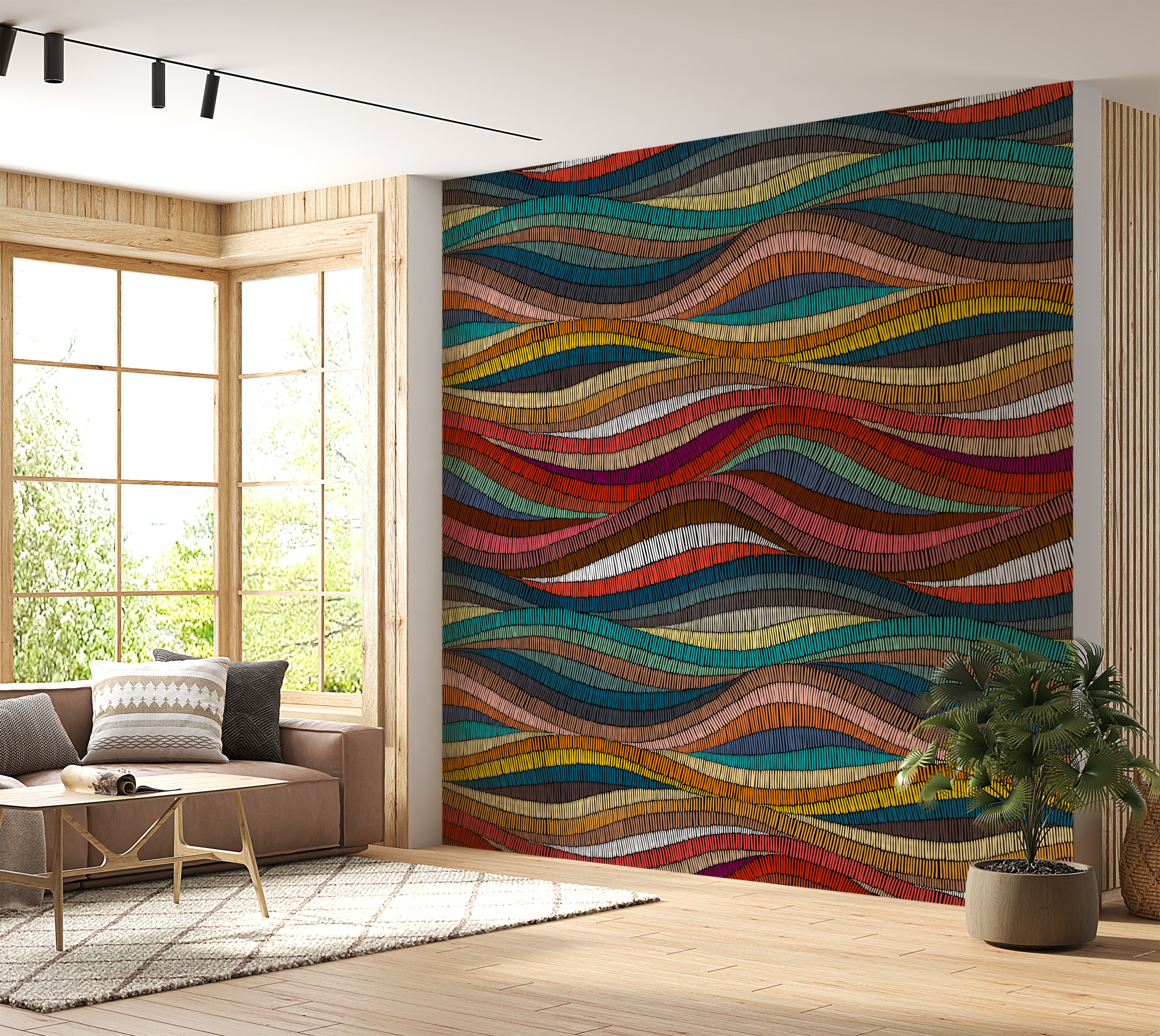 Premium Wallpaper Wall Mural - Rhythmic Woven Color Waves