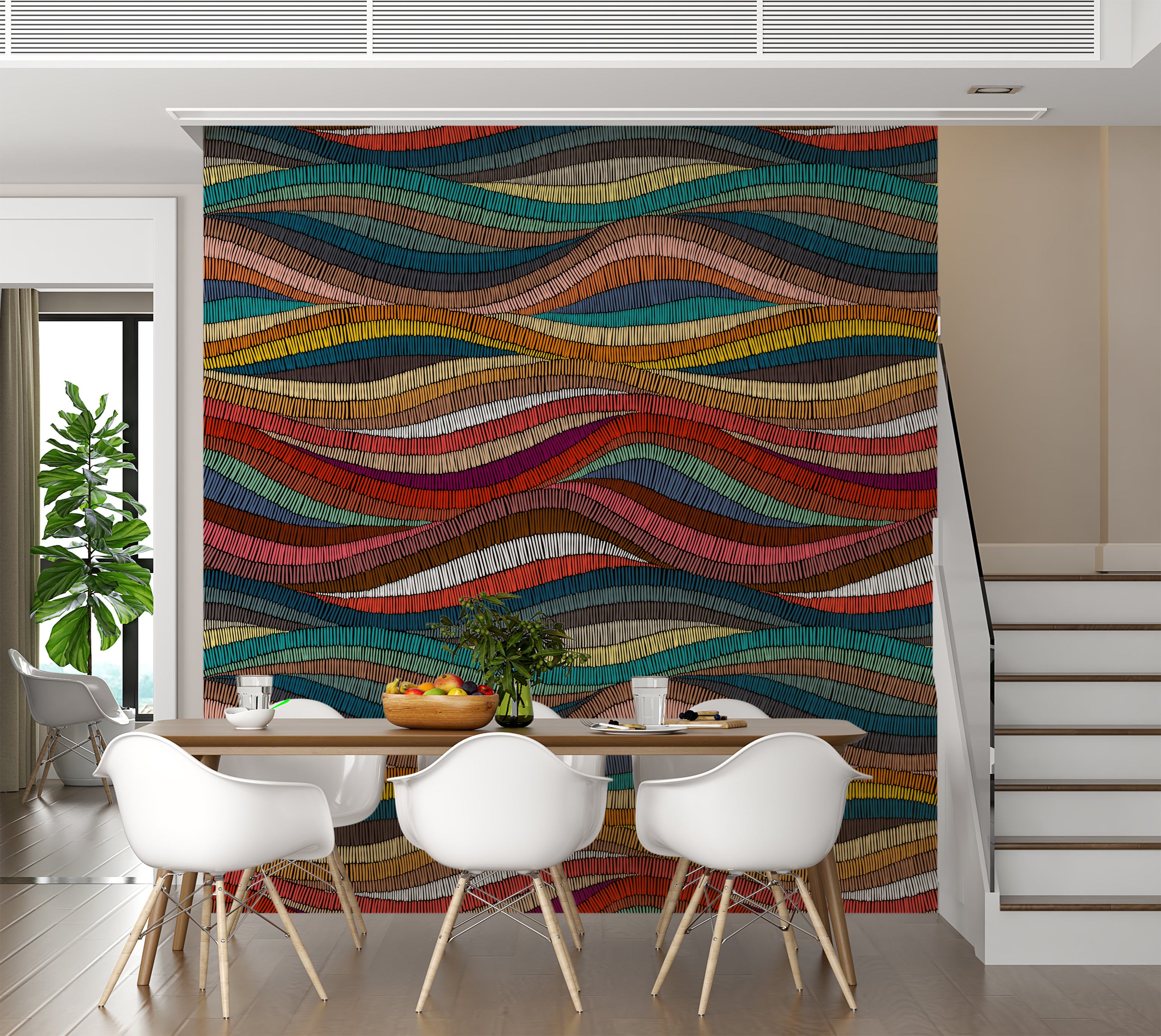 Premium Wallpaper Wall Mural - Rhythmic Woven Color Waves