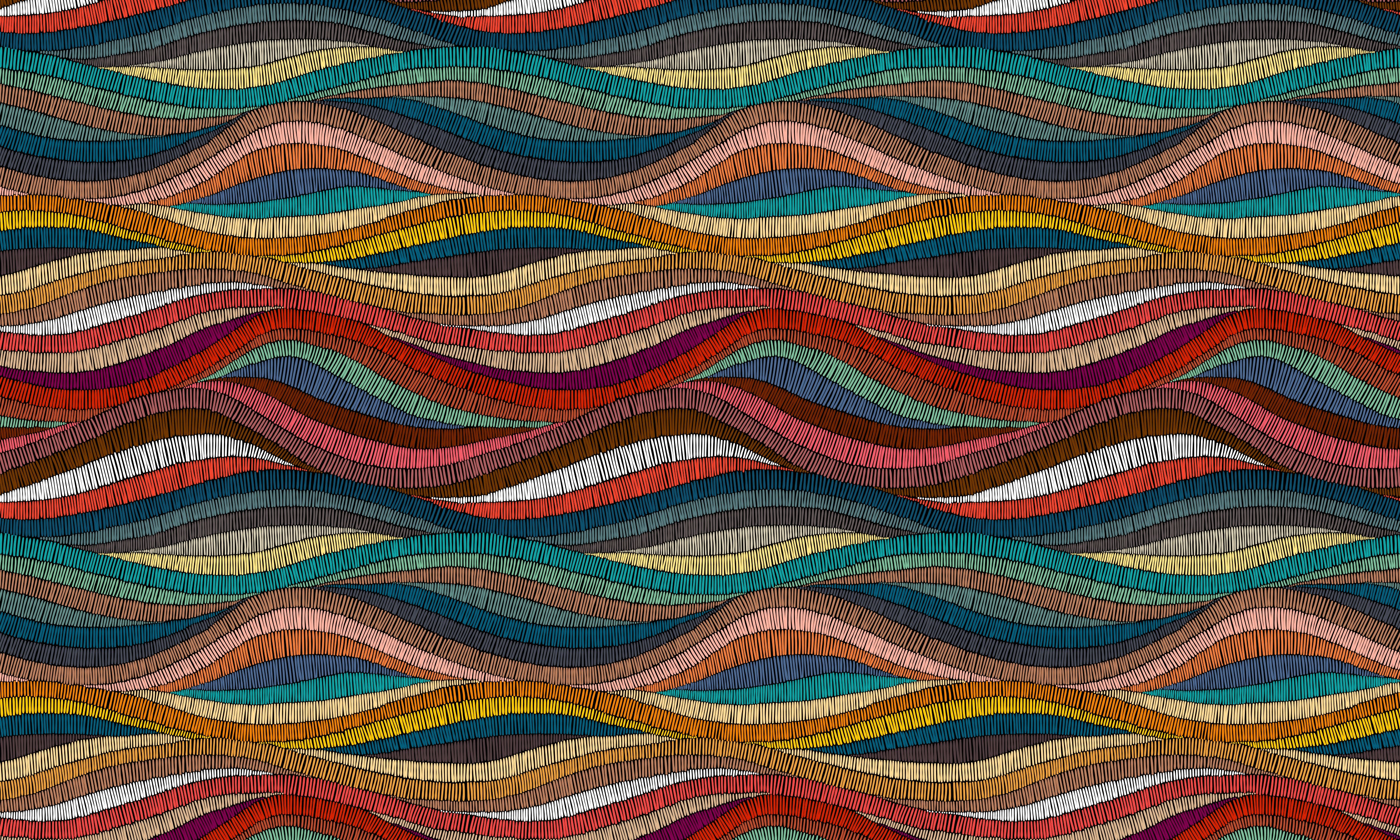 Premium Wallpaper Wall Mural - Rhythmic Woven Color Waves