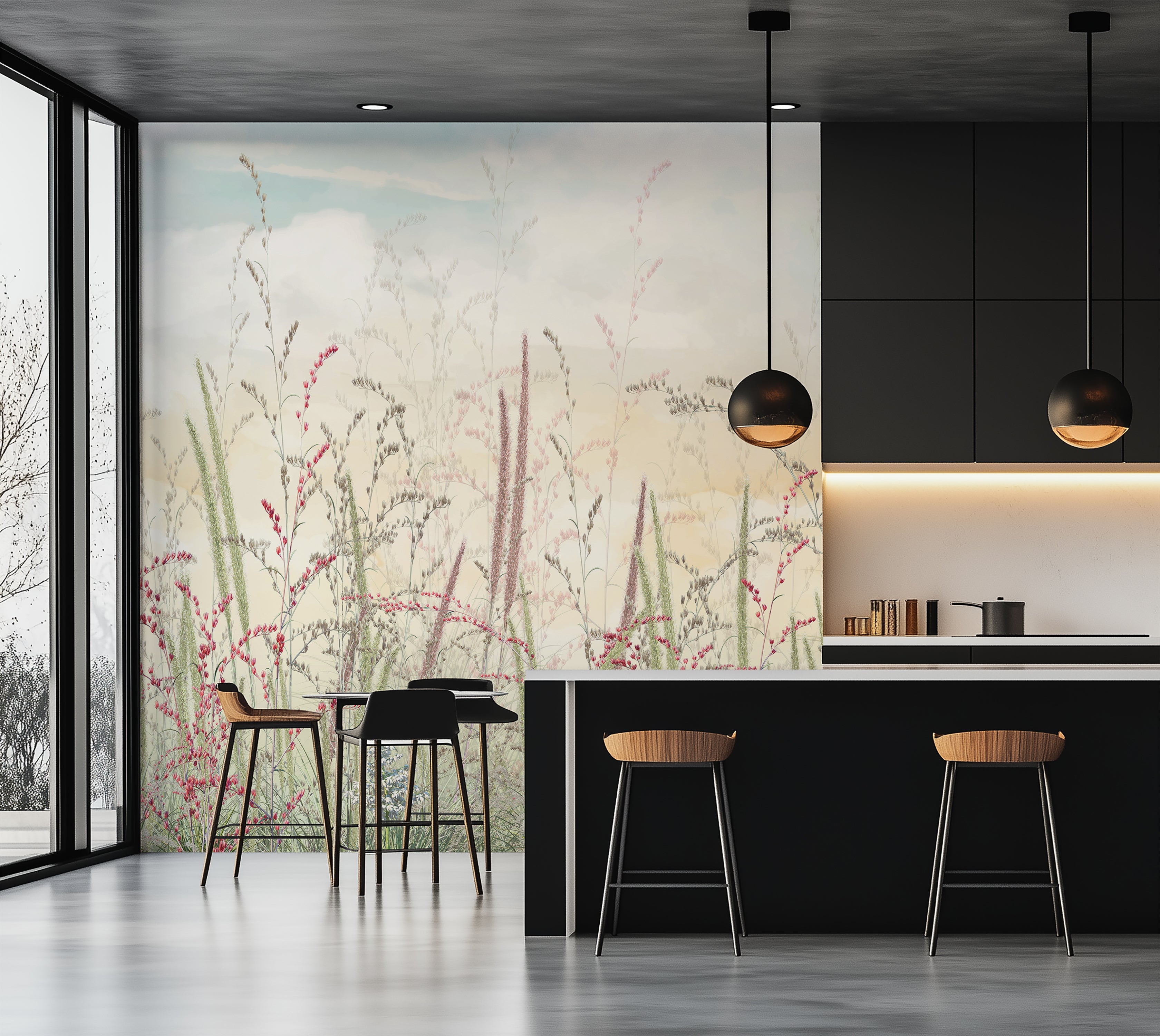 Premium Wallpaper Wall Mural - Pastel Romantic Wildflowers