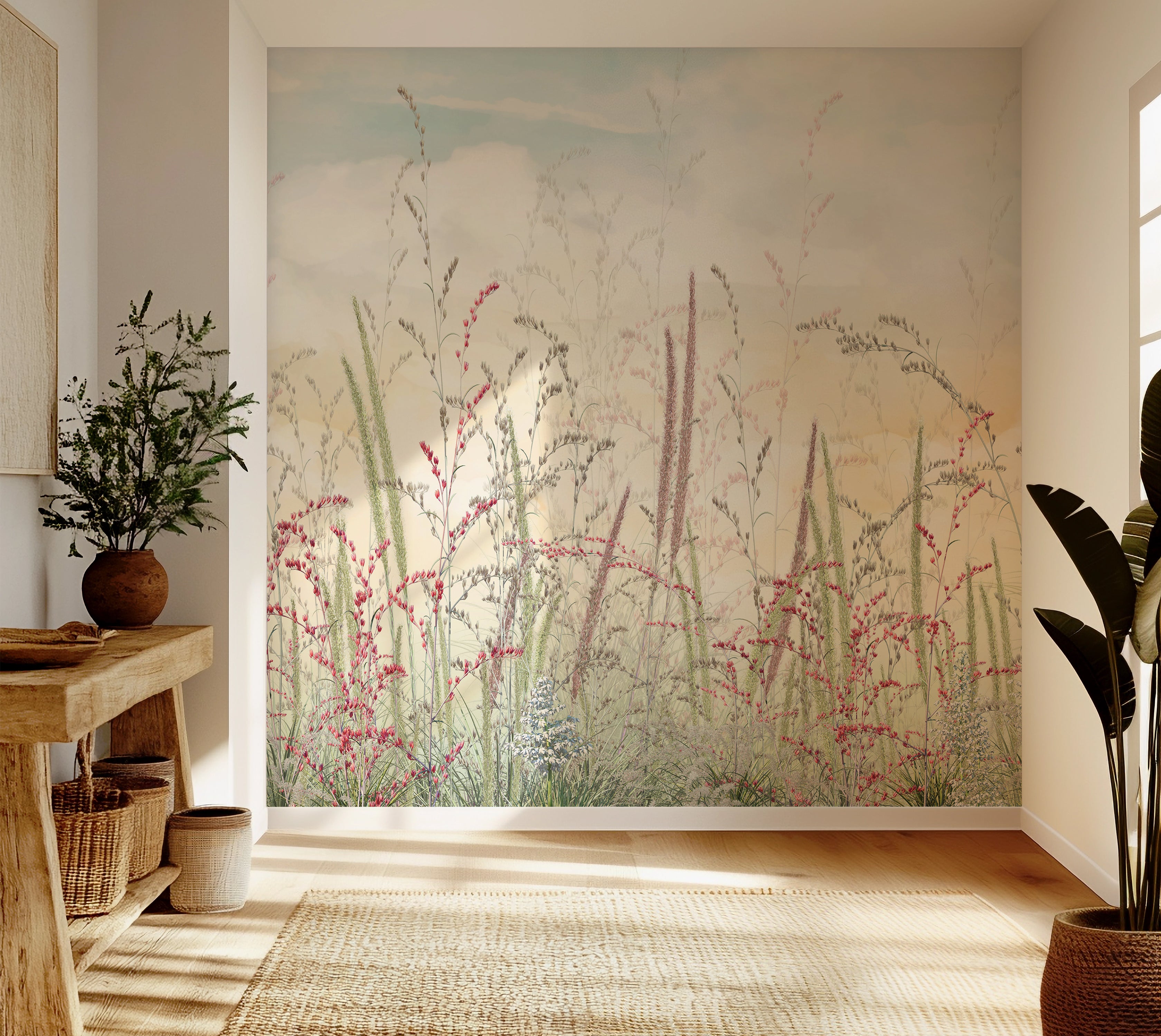 Premium Wallpaper Wall Mural - Pastel Romantic Wildflowers