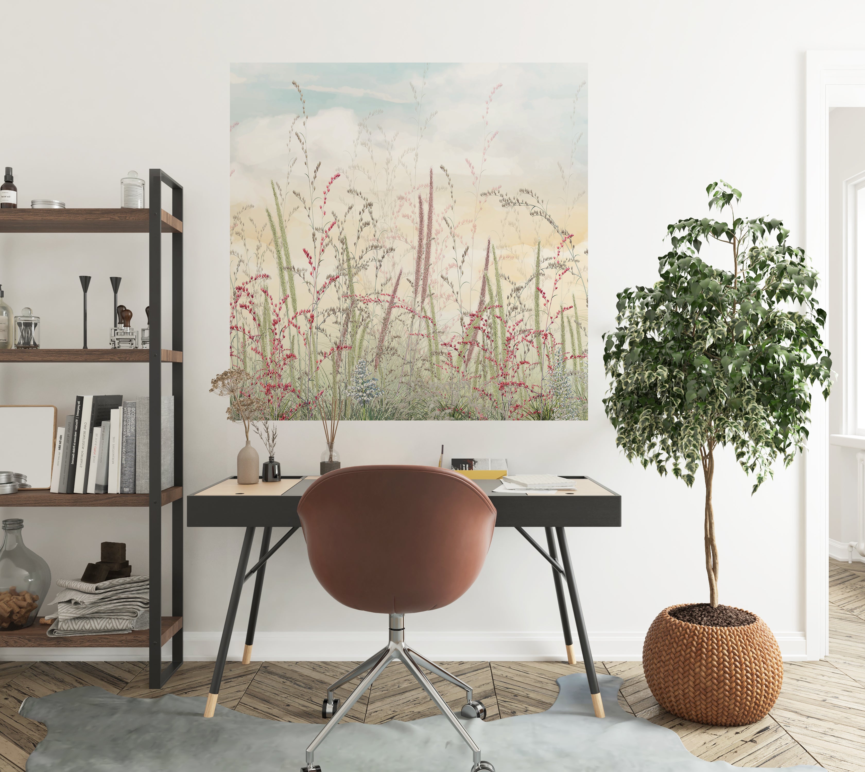 Premium Wallpaper Wall Mural - Pastel Romantic Wildflowers