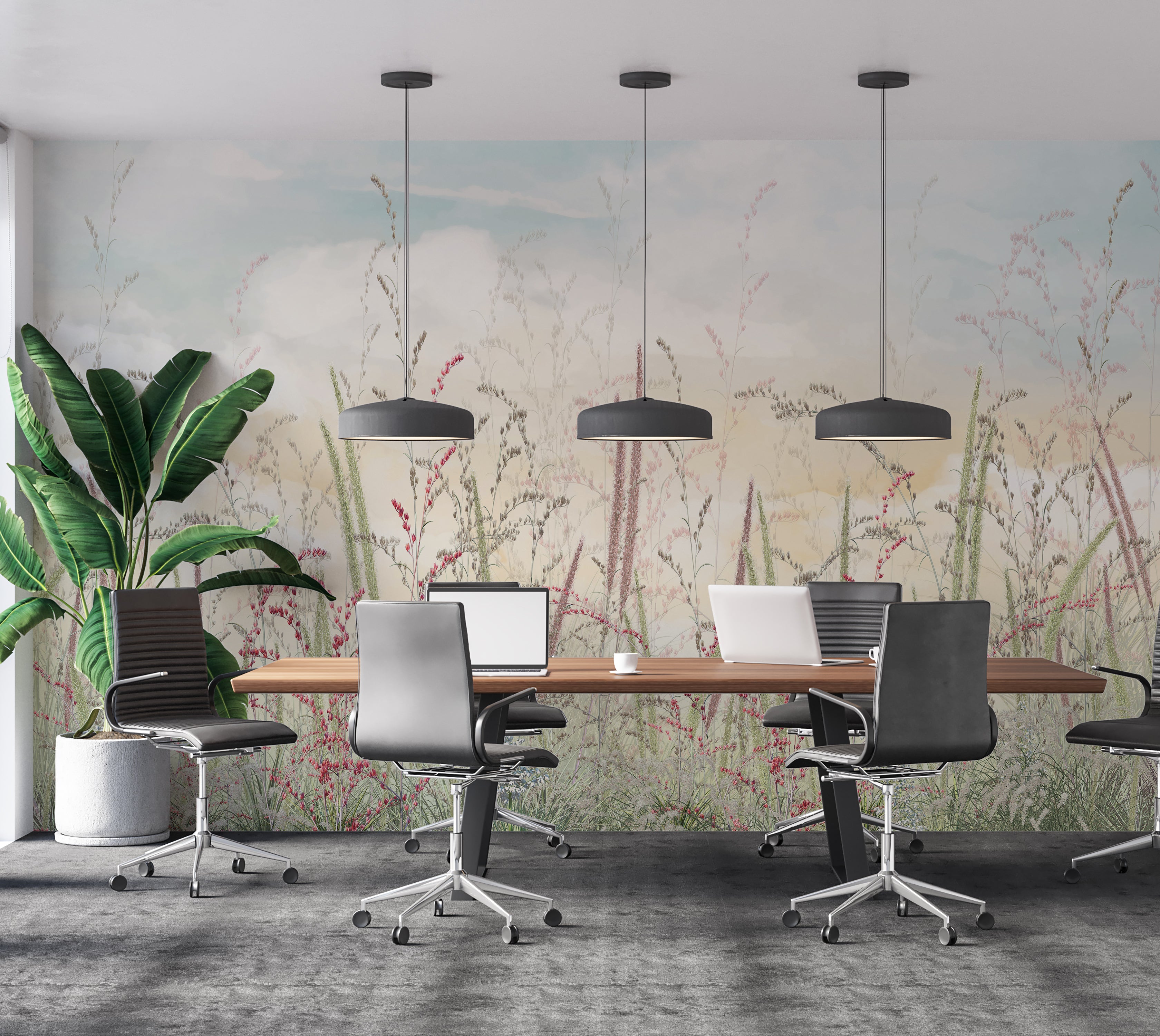 Premium Wallpaper Wall Mural - Pastel Romantic Wildflowers