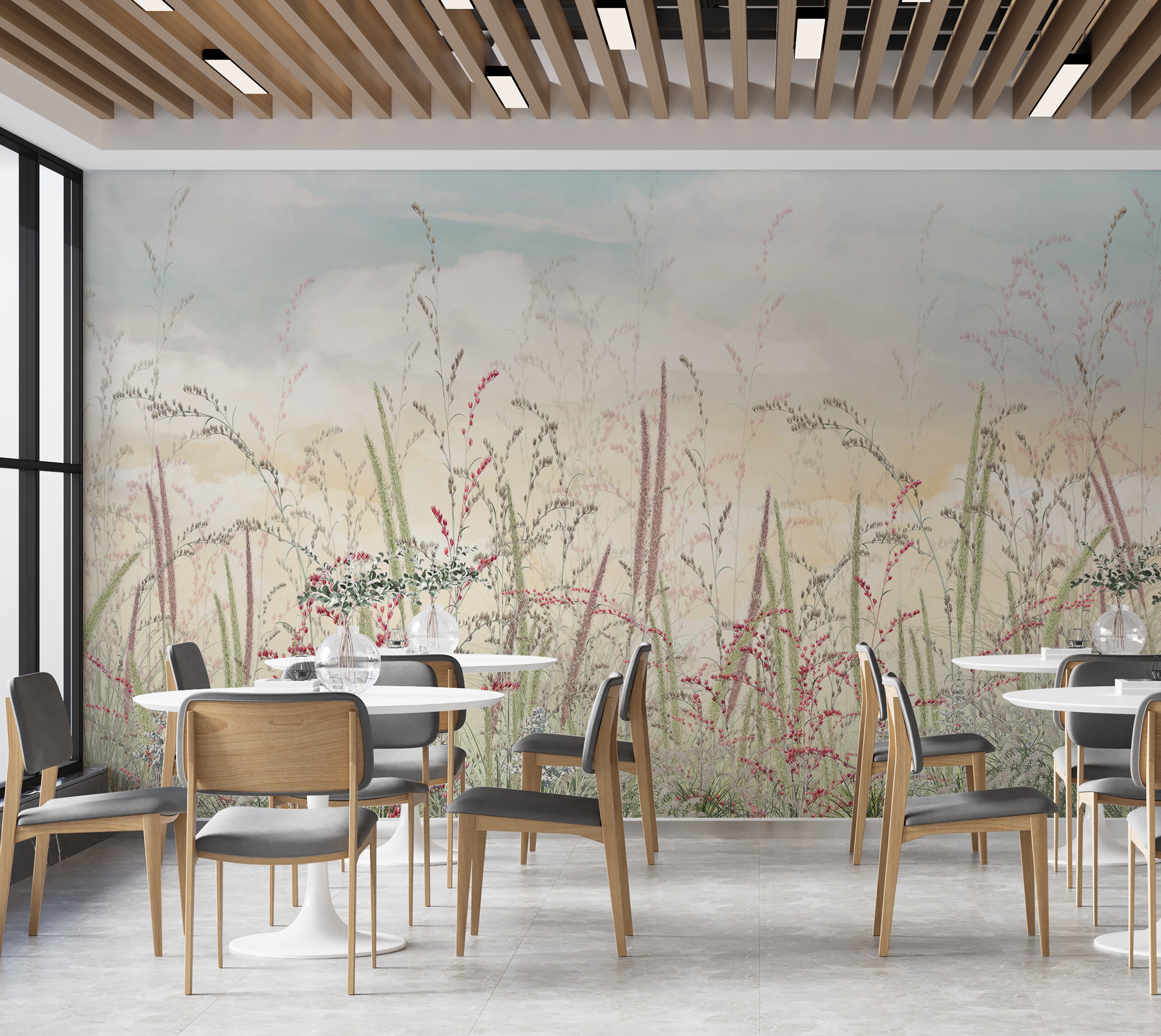 Premium Wallpaper Wall Mural - Pastel Romantic Wildflowers