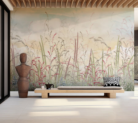 Premium Wallpaper Wall Mural - Pastel Romantic Wildflowers