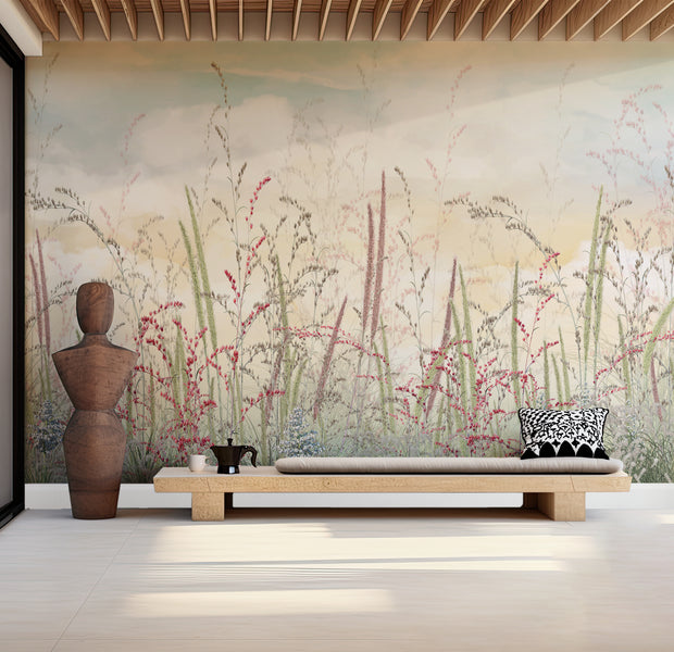 Premium Wallpaper Wall Mural - Pastel Romantic Wildflowers