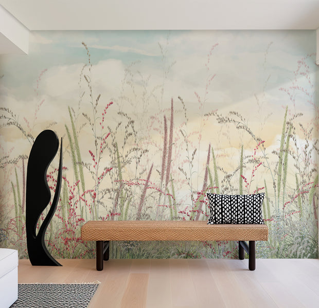 Premium Wallpaper Wall Mural - Pastel Romantic Wildflowers