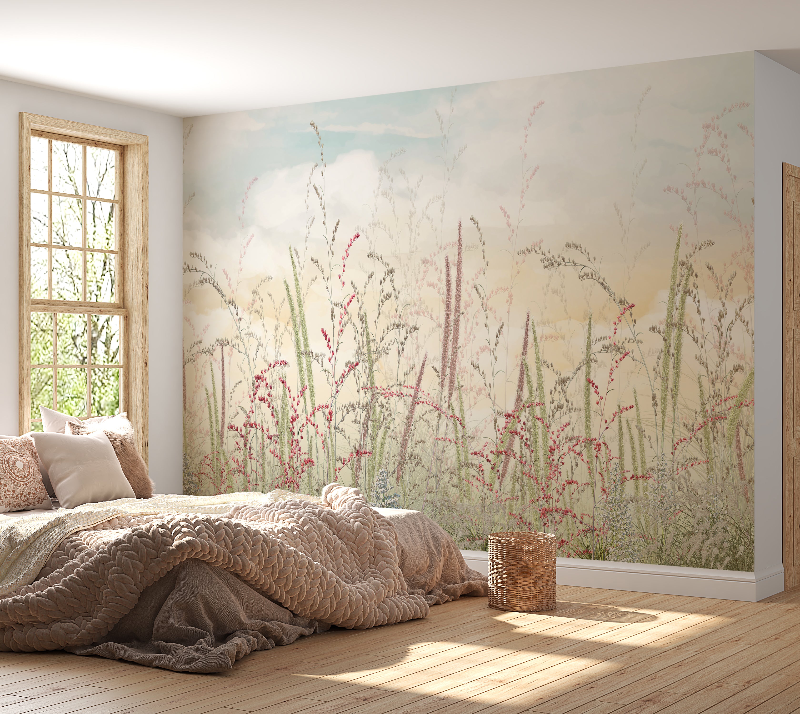 Premium Wallpaper Wall Mural - Pastel Romantic Wildflowers