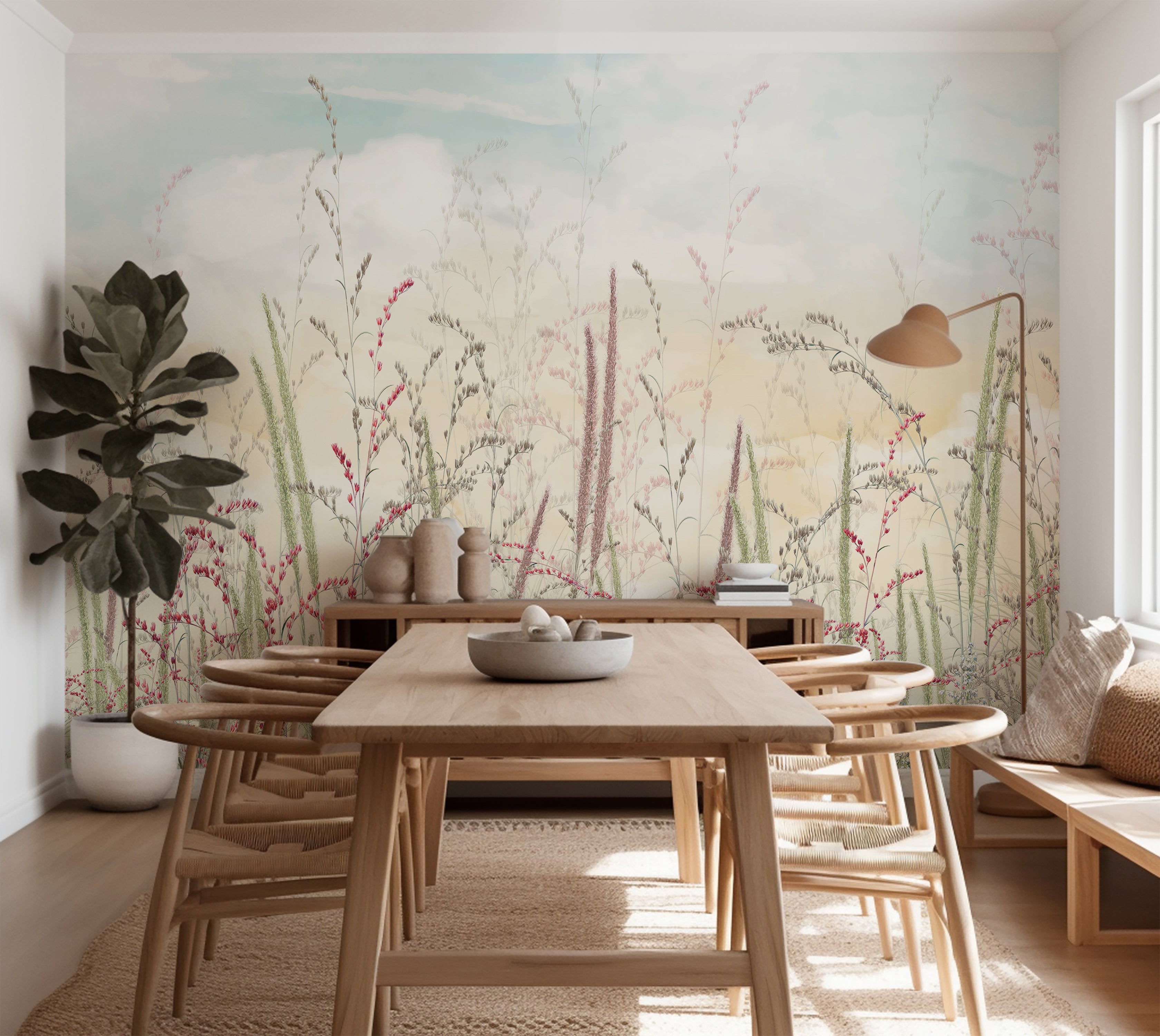 Premium Wallpaper Wall Mural - Pastel Romantic Wildflowers