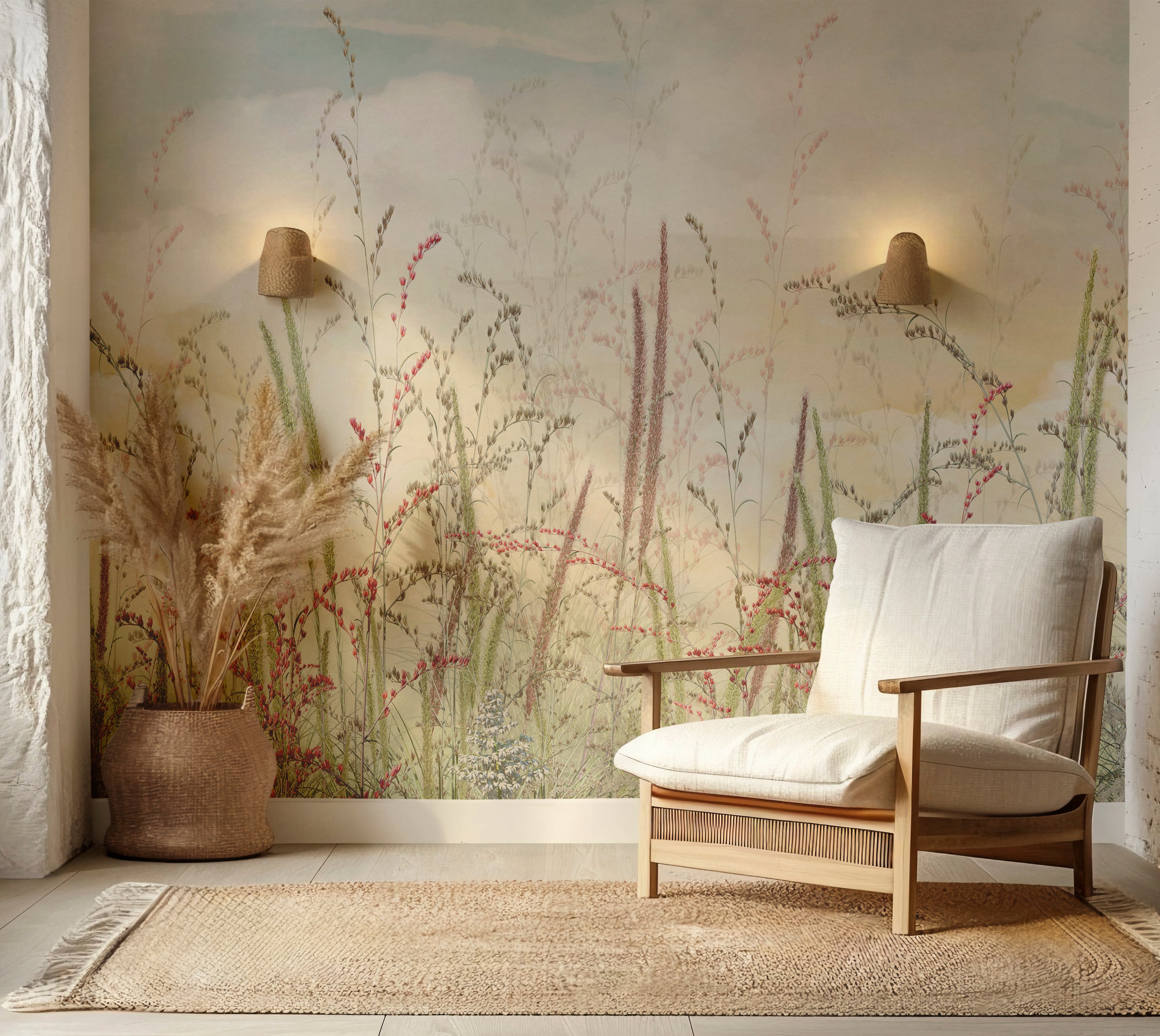 Premium Wallpaper Wall Mural - Pastel Romantic Wildflowers