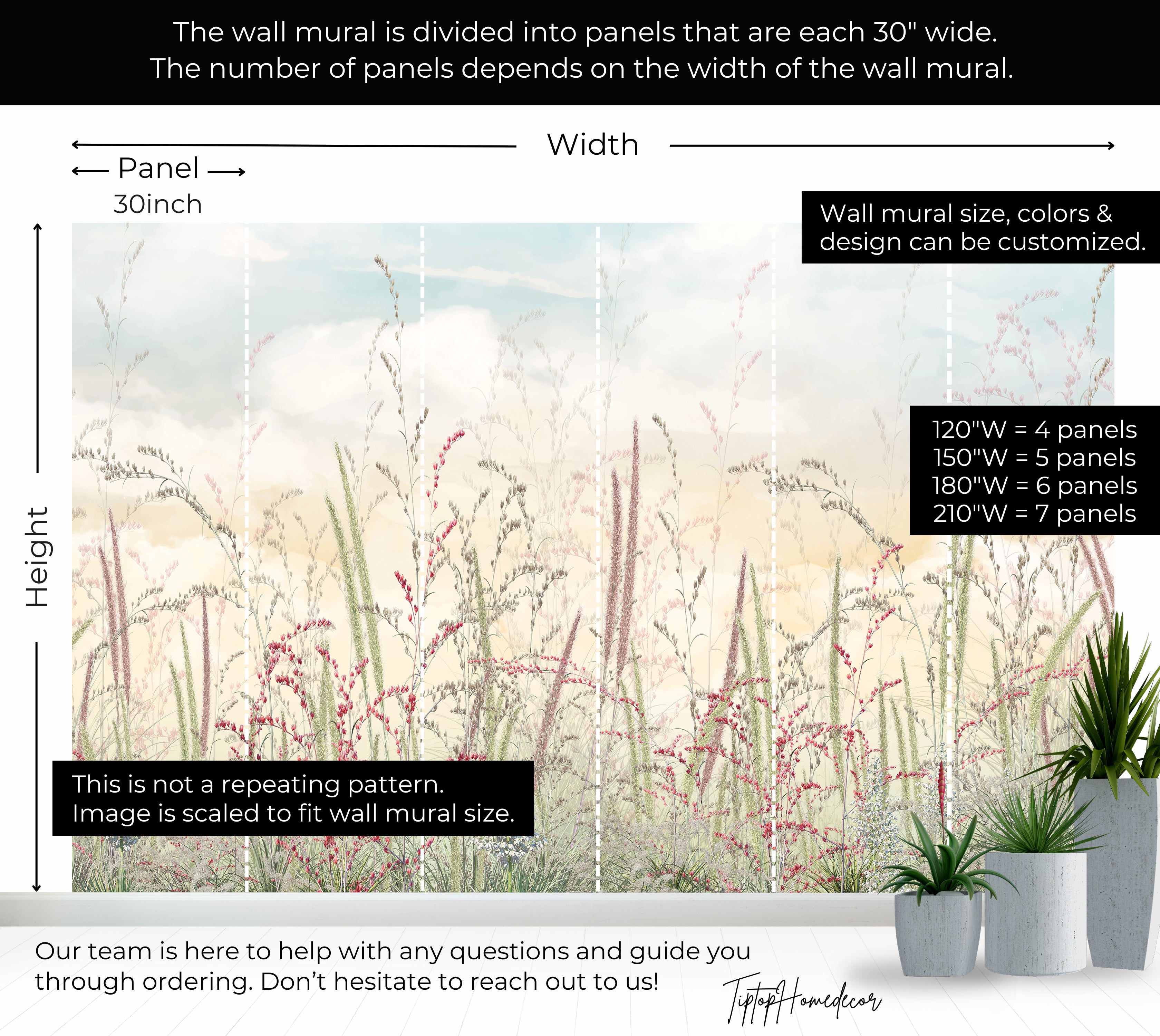 Premium Wallpaper Wall Mural - Pastel Romantic Wildflowers