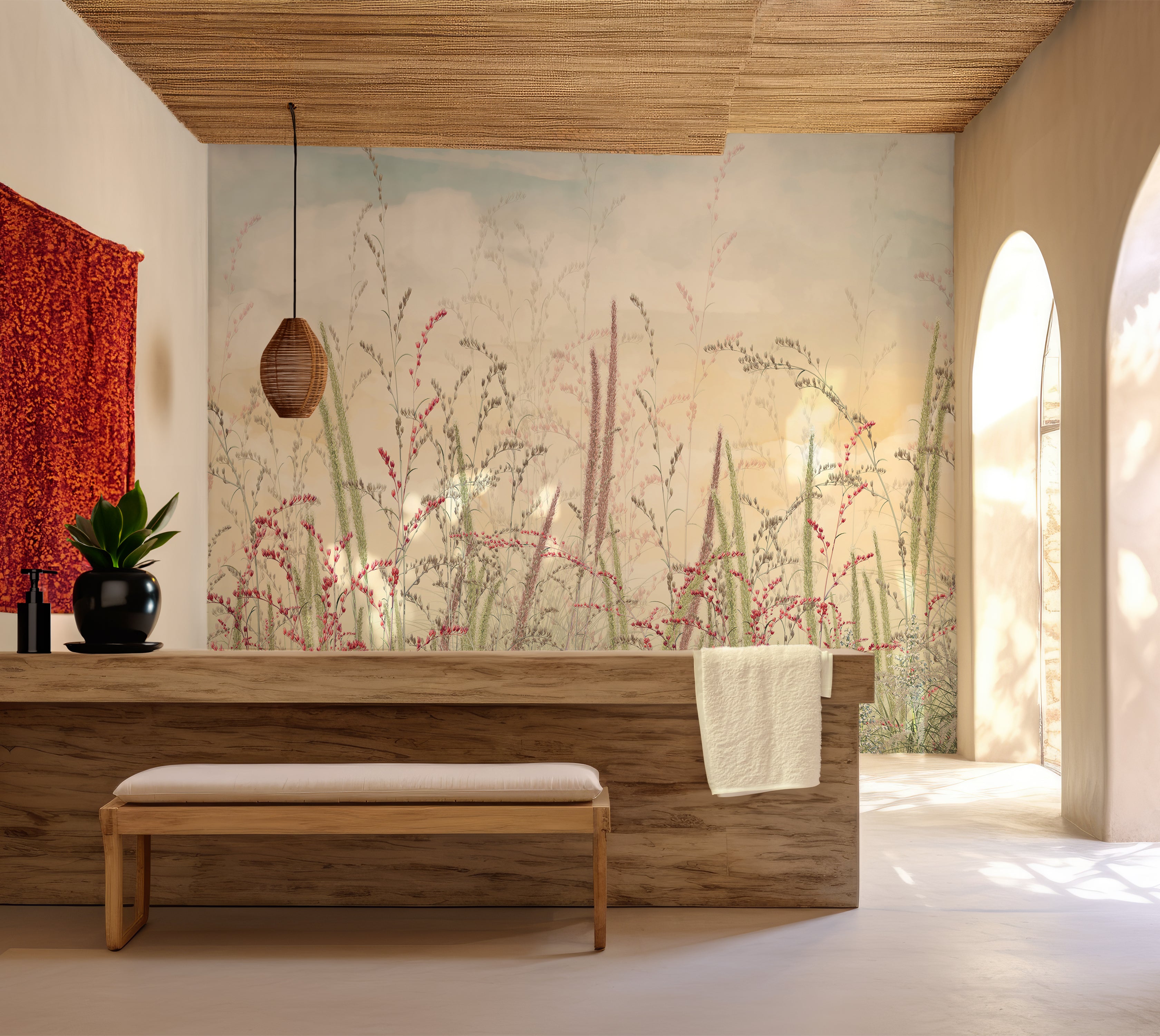 Premium Wallpaper Wall Mural - Pastel Romantic Wildflowers