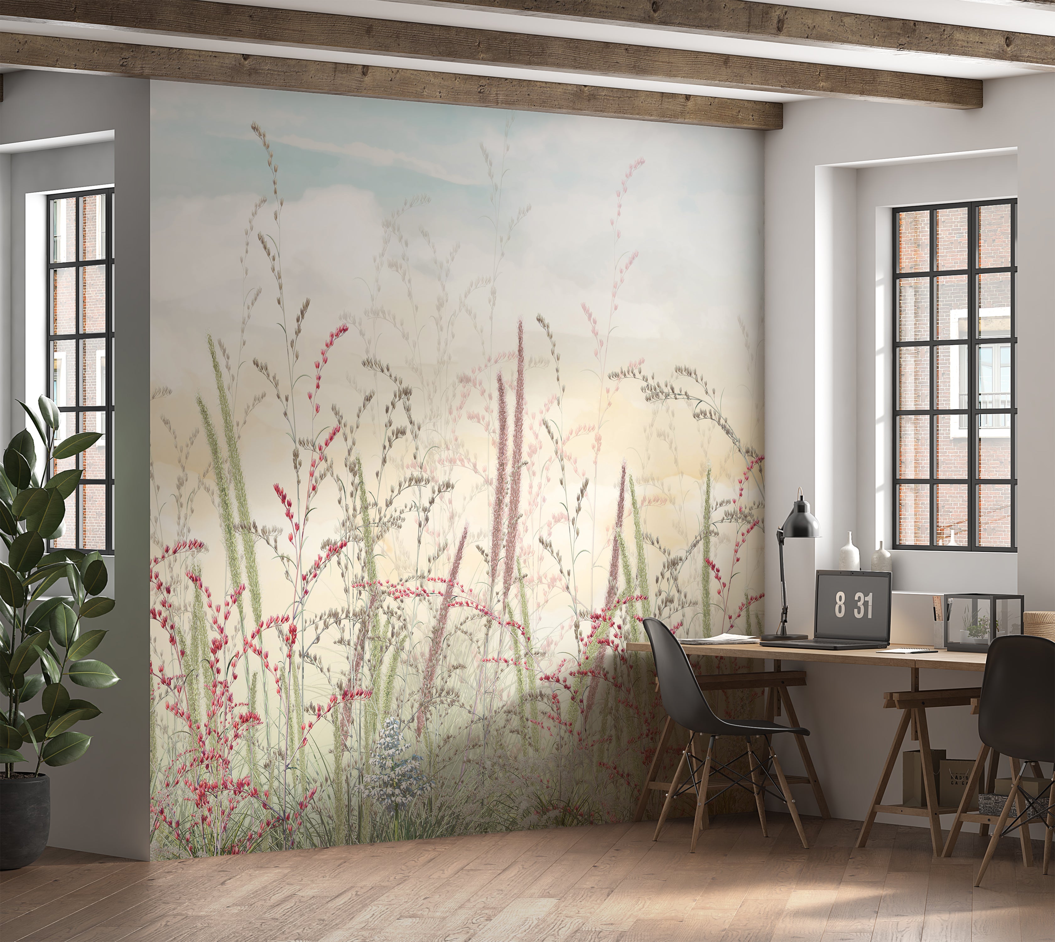 Premium Wallpaper Wall Mural - Pastel Romantic Wildflowers