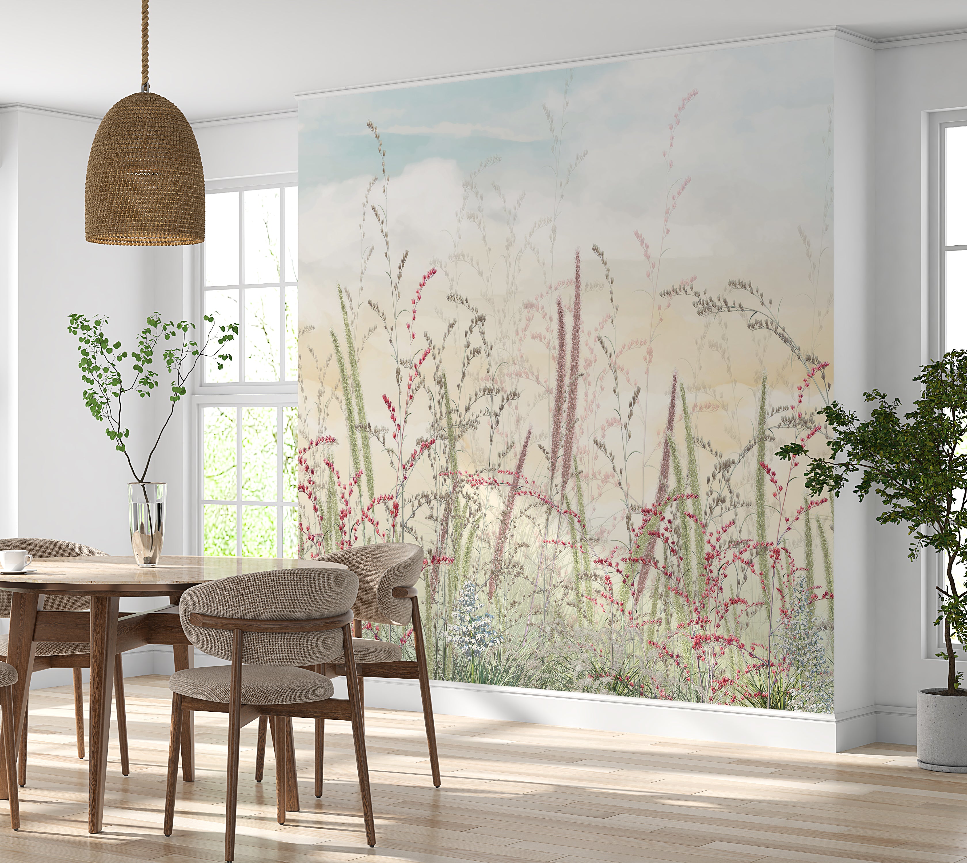 Premium Wallpaper Wall Mural - Pastel Romantic Wildflowers