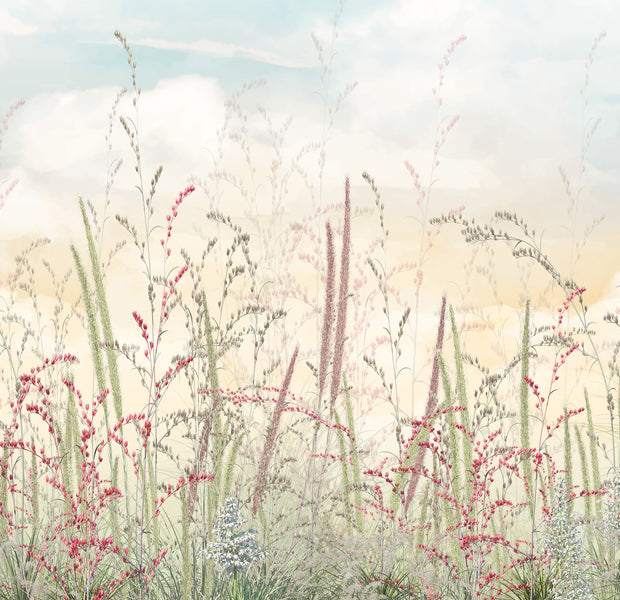 Premium Wallpaper Wall Mural - Pastel Romantic Wildflowers