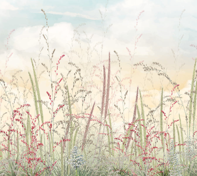 Premium Wallpaper Wall Mural - Pastel Romantic Wildflowers