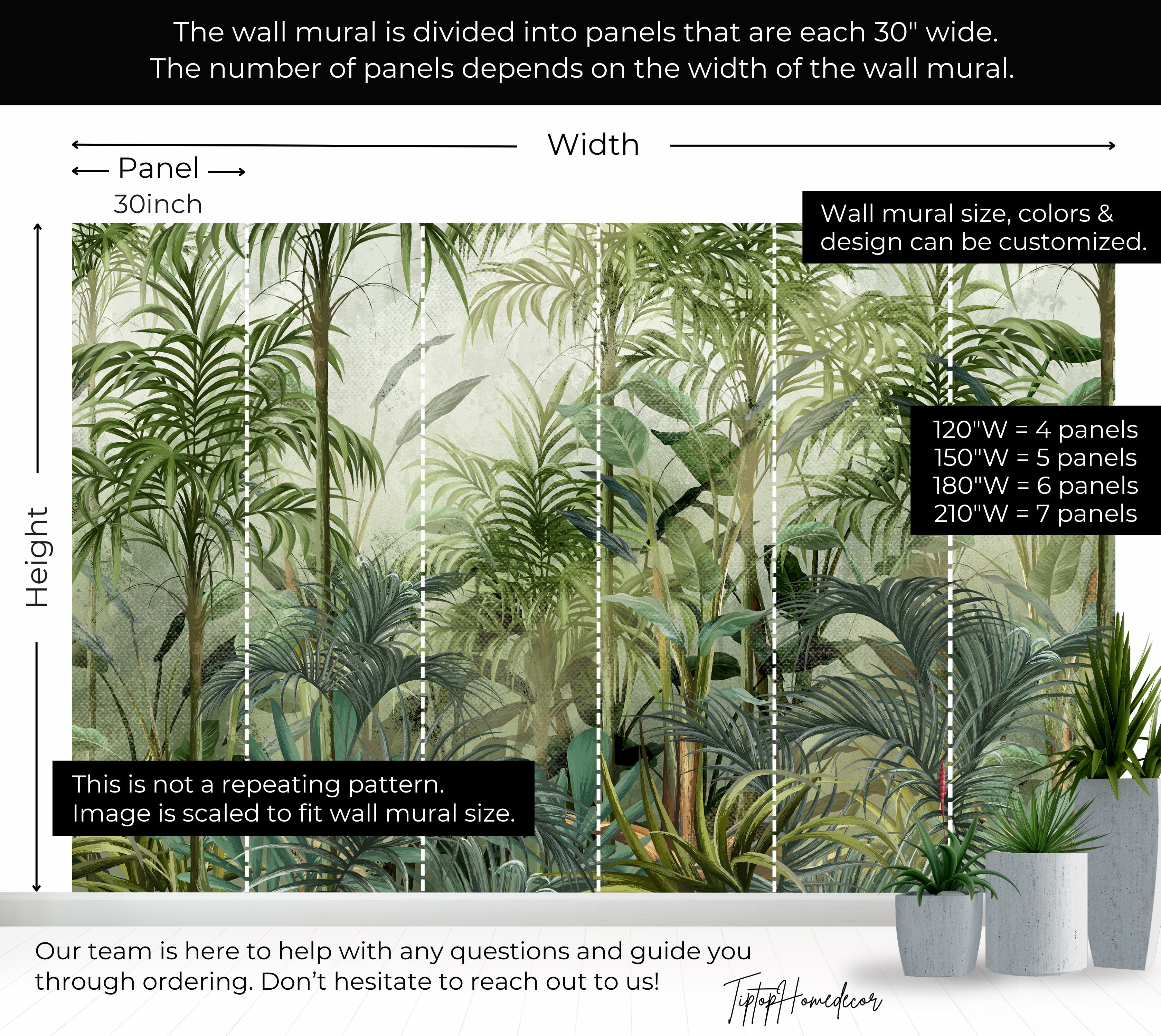Premium Wallpaper Wall Mural - Green Tropical Jungle