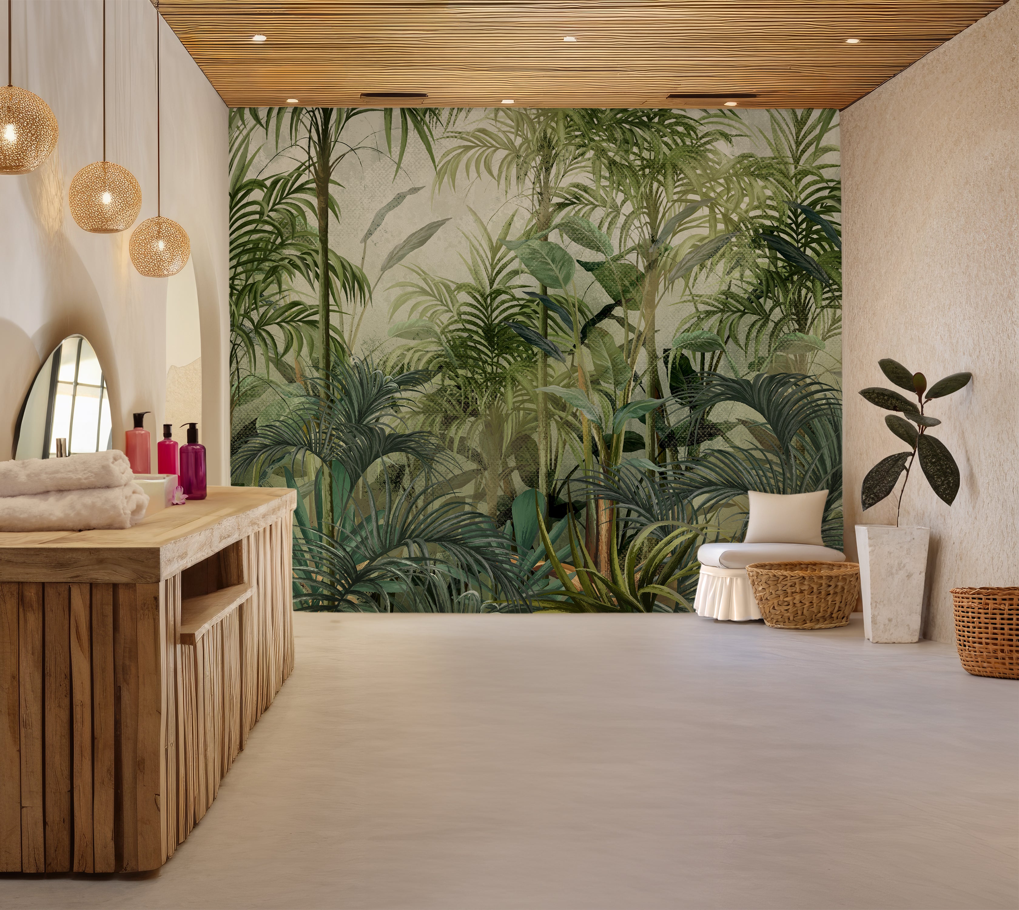 Premium Wallpaper Wall Mural - Green Tropical Jungle