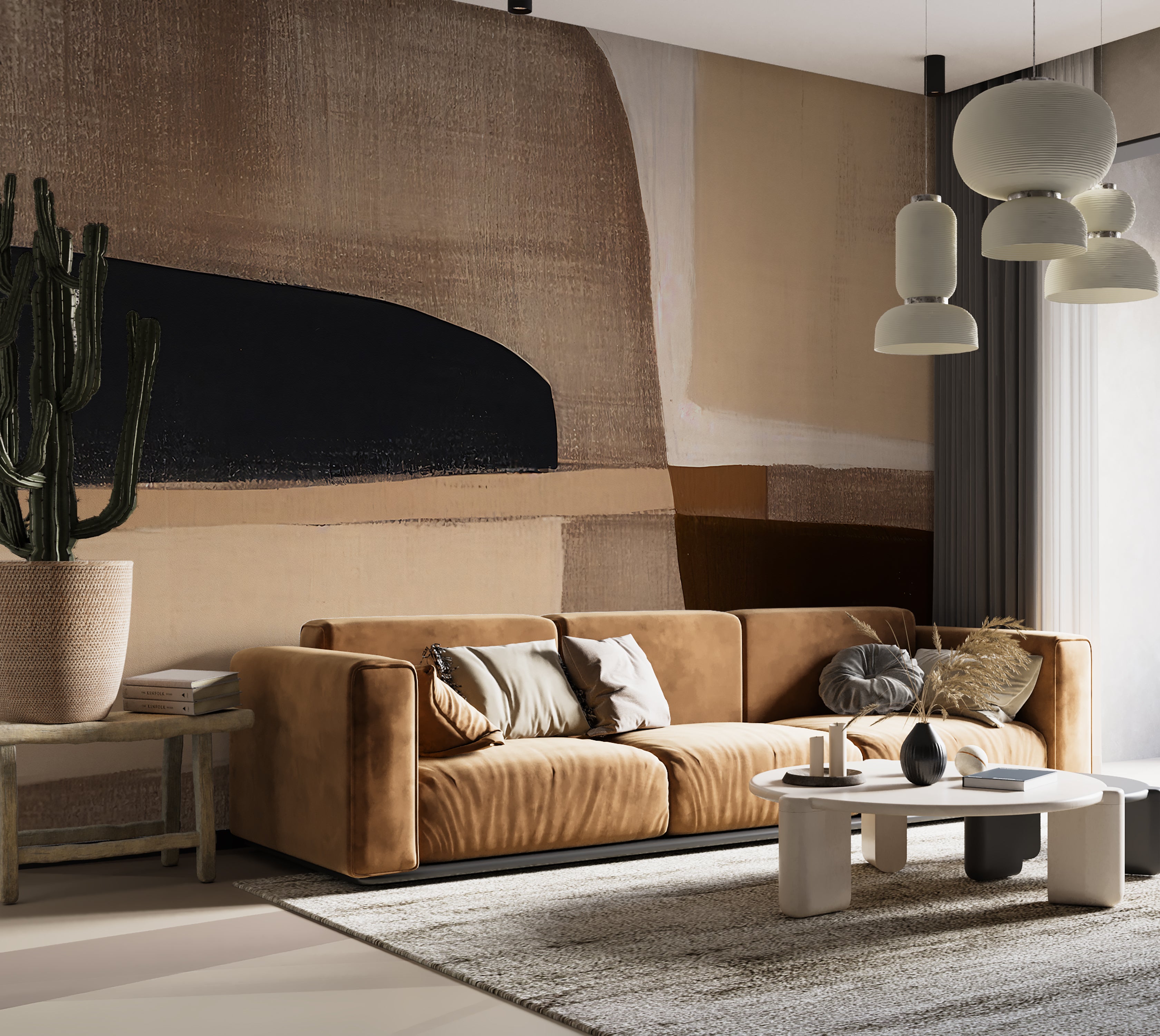 Premium Wallpaper Wall Mural - Neutral Abstract Art