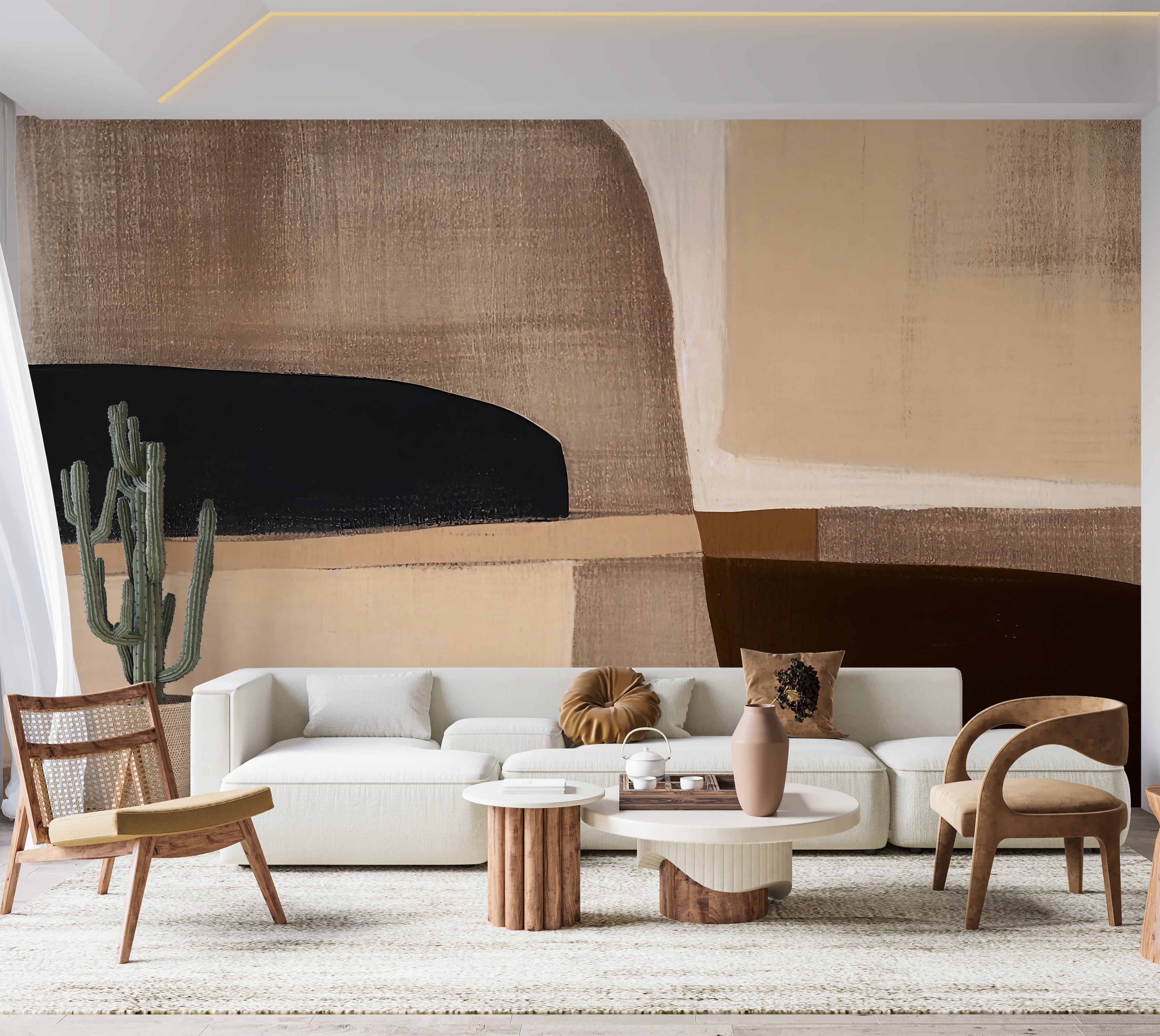 Premium Wallpaper Wall Mural - Neutral Abstract Art