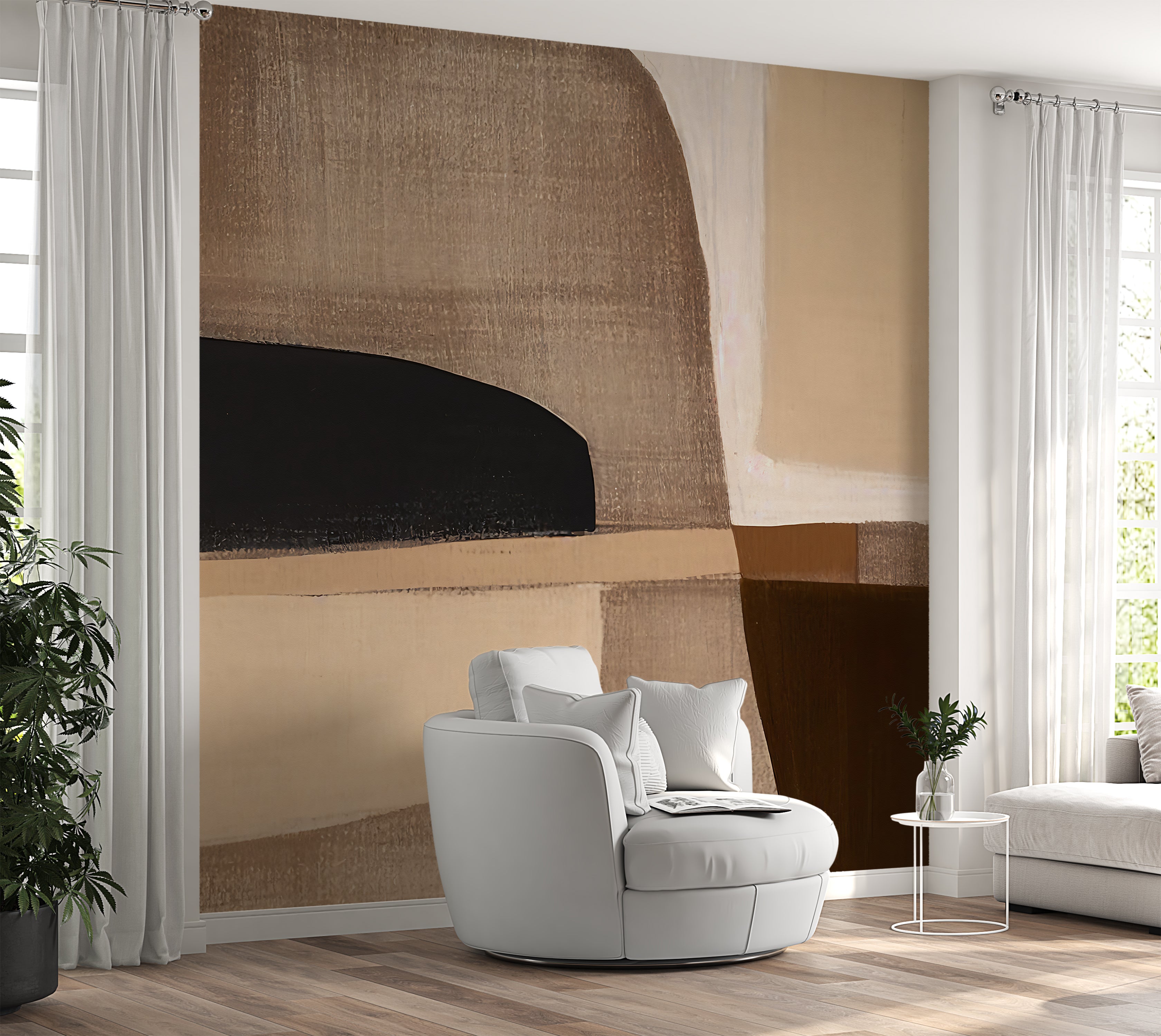 Premium Wallpaper Wall Mural - Neutral Abstract Art
