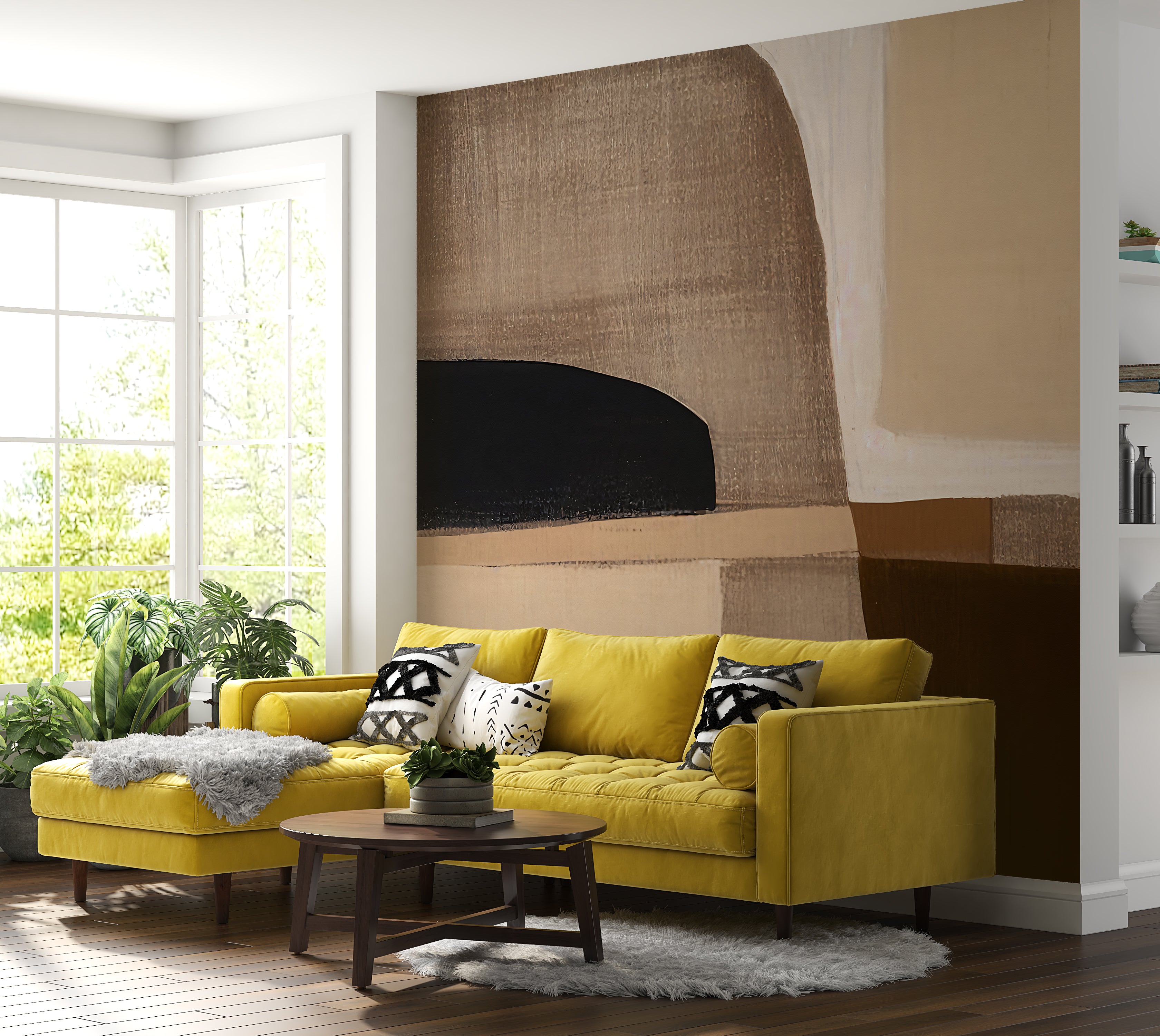Premium Wallpaper Wall Mural - Neutral Abstract Art