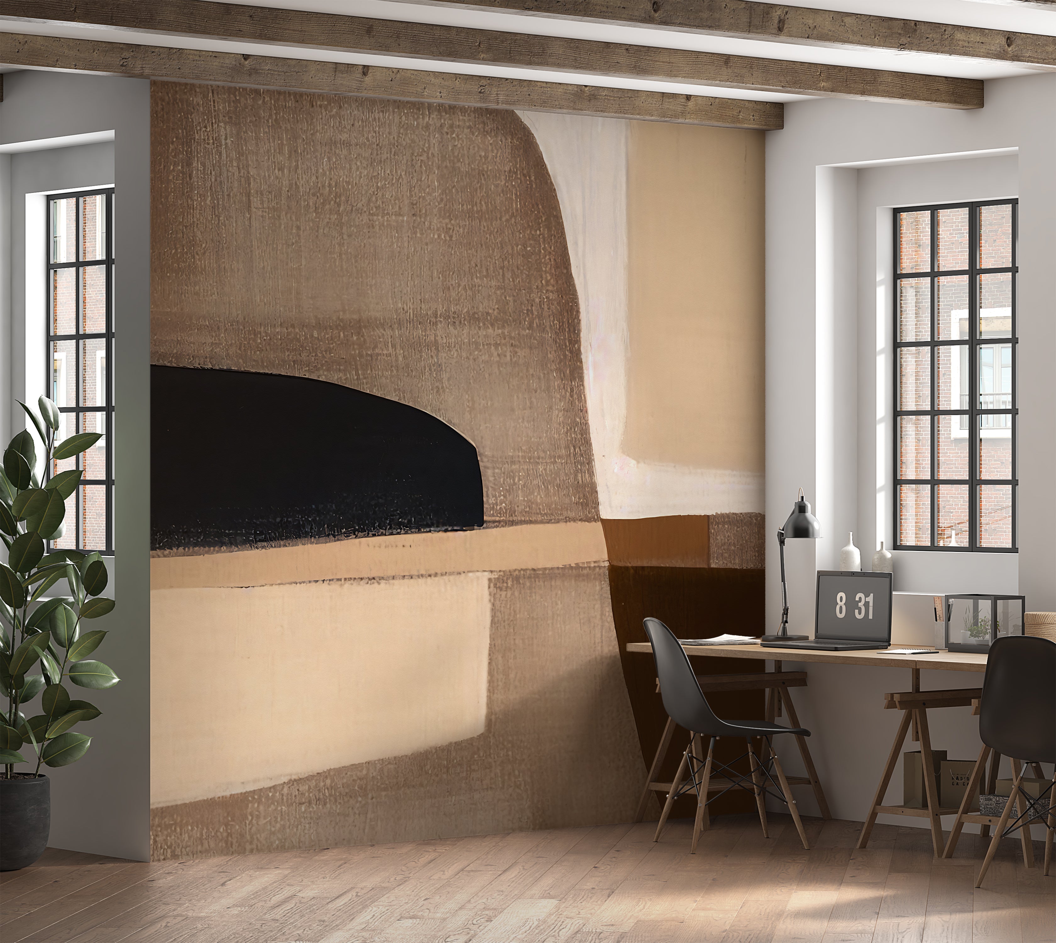 Premium Wallpaper Wall Mural - Neutral Abstract Art